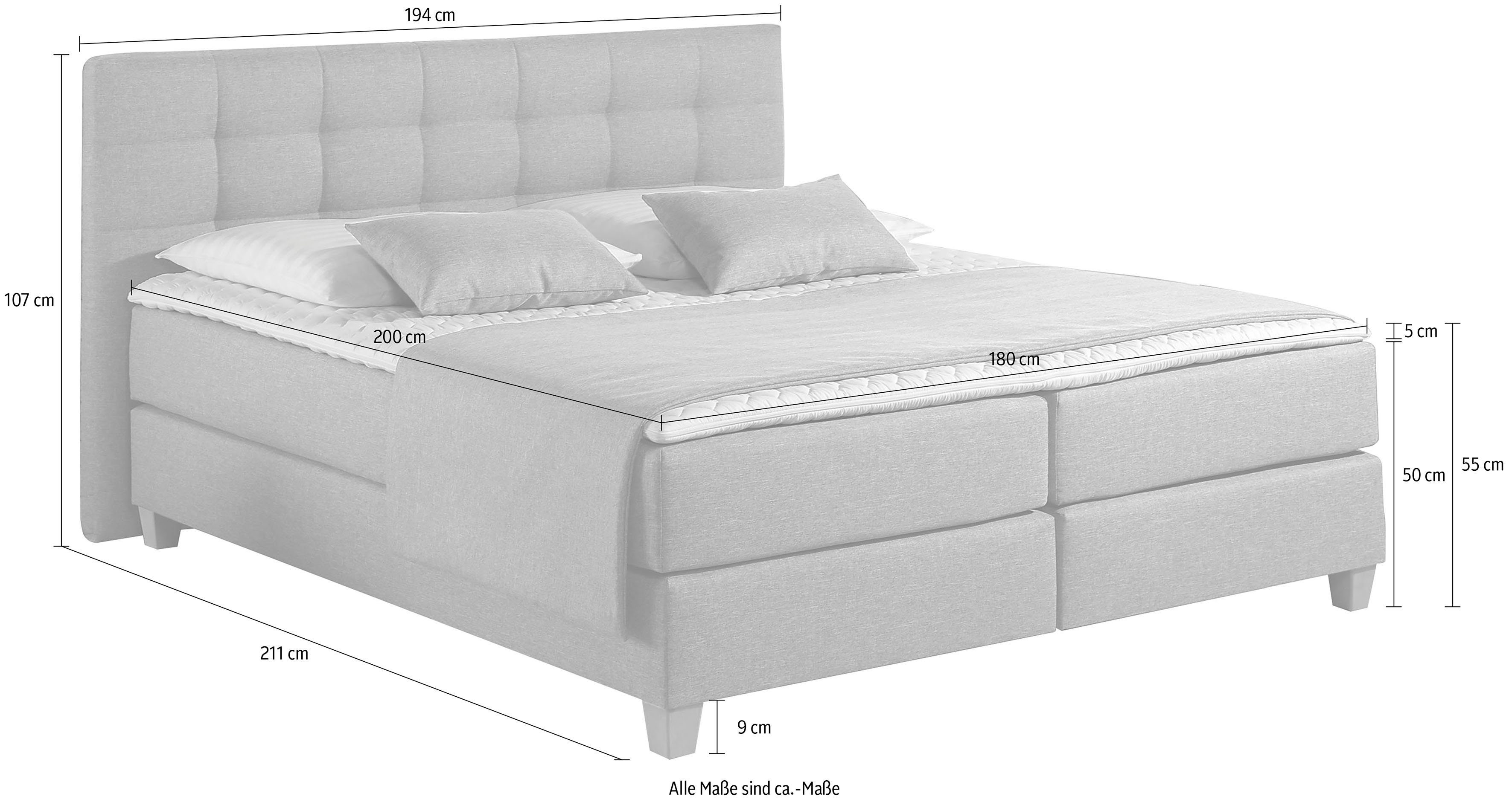 Home affaire Boxspring Moulay incl. topmatras, in 3 hardheden, tfk ook in hardheid 4