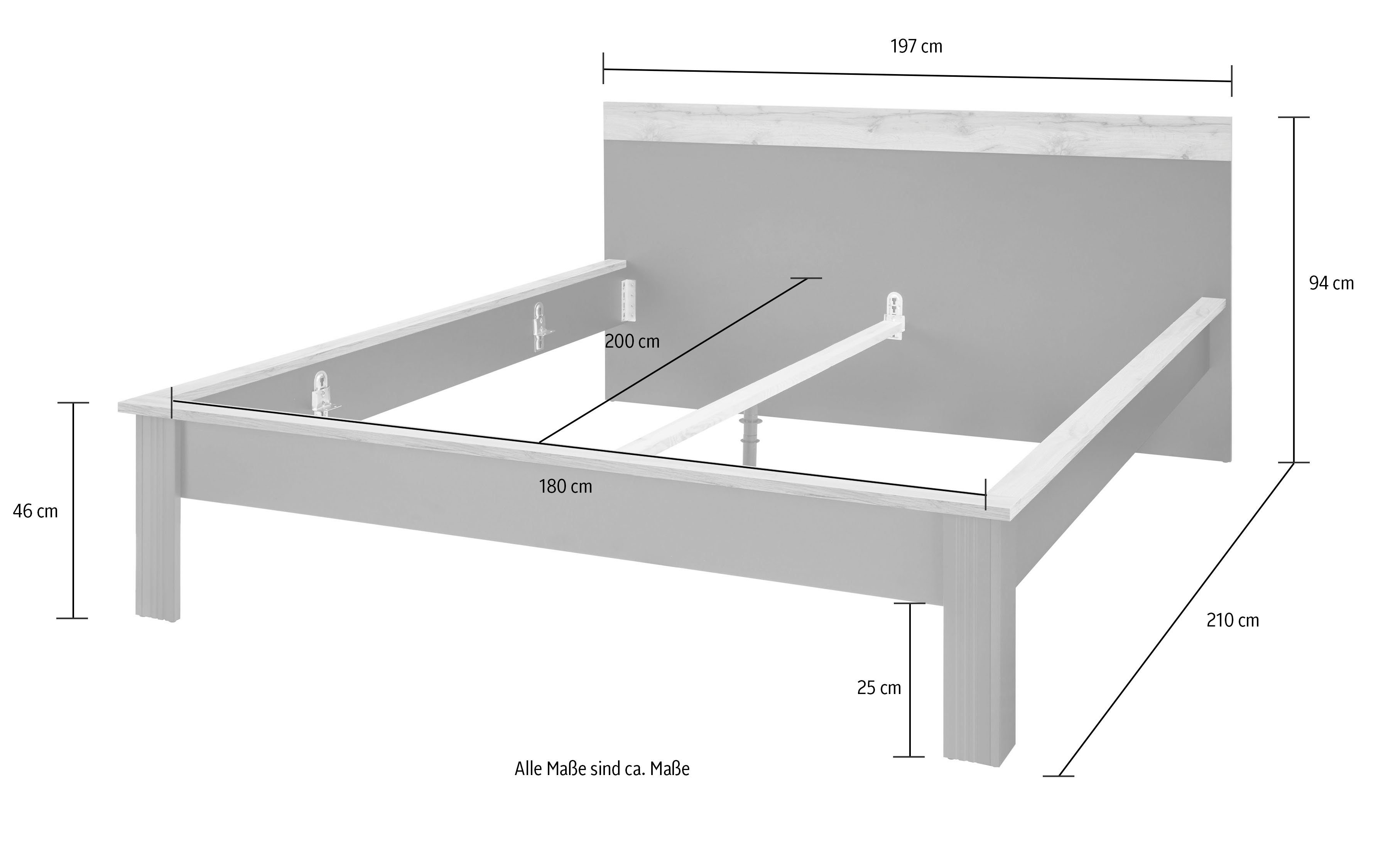 Home affaire 1-persoonsledikant WESTMINSTER bed in landelijke stijl, tweepersoonsbed, bedframe in verschillende kleuren beschikbaar, ligoppervlak 90/140/180x200 cm