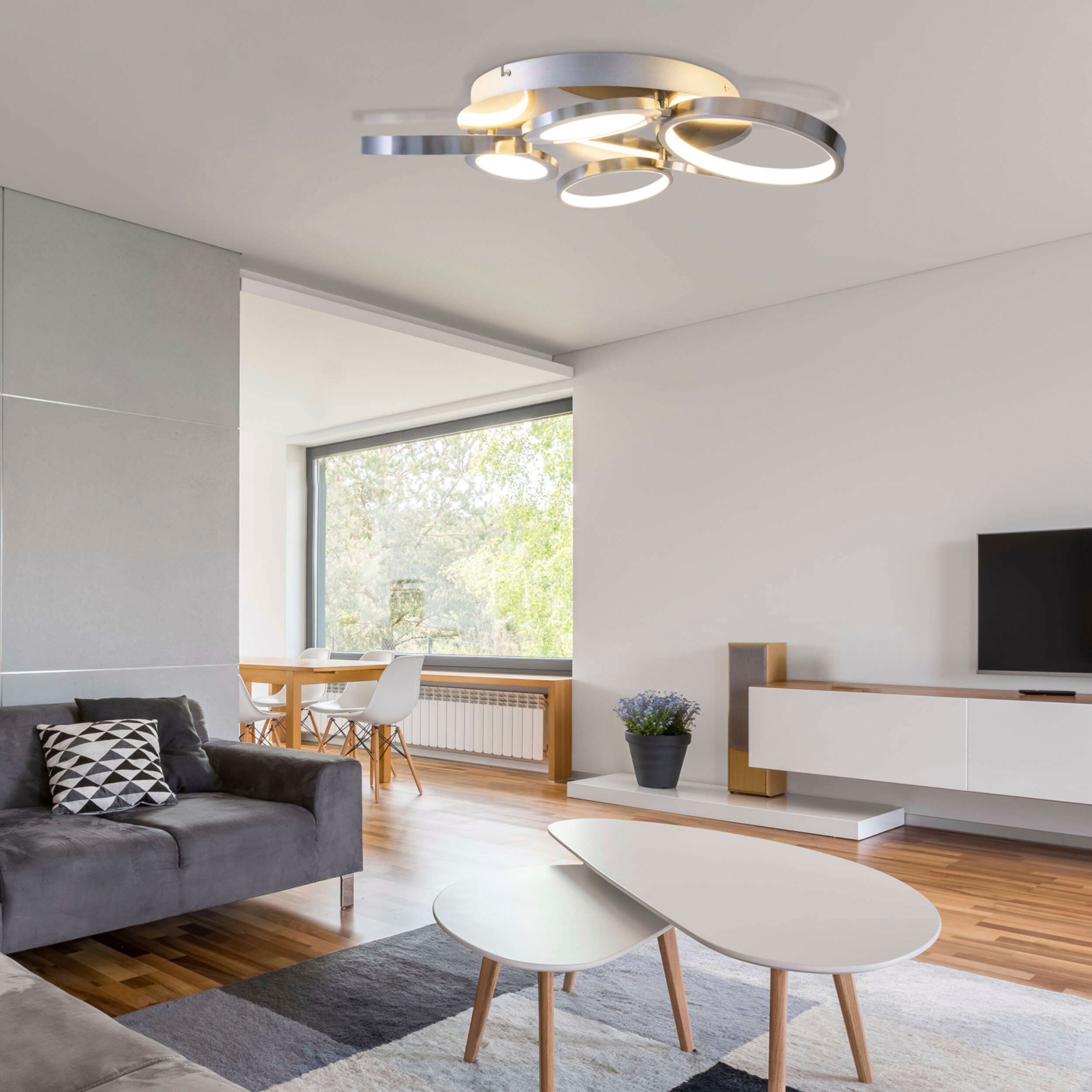 näve Led-plafondlamp Stelari 3-traps dimbaar via wandschakelaar, schijfoptiek, led warmwit, d: 56 cm (1 stuk)