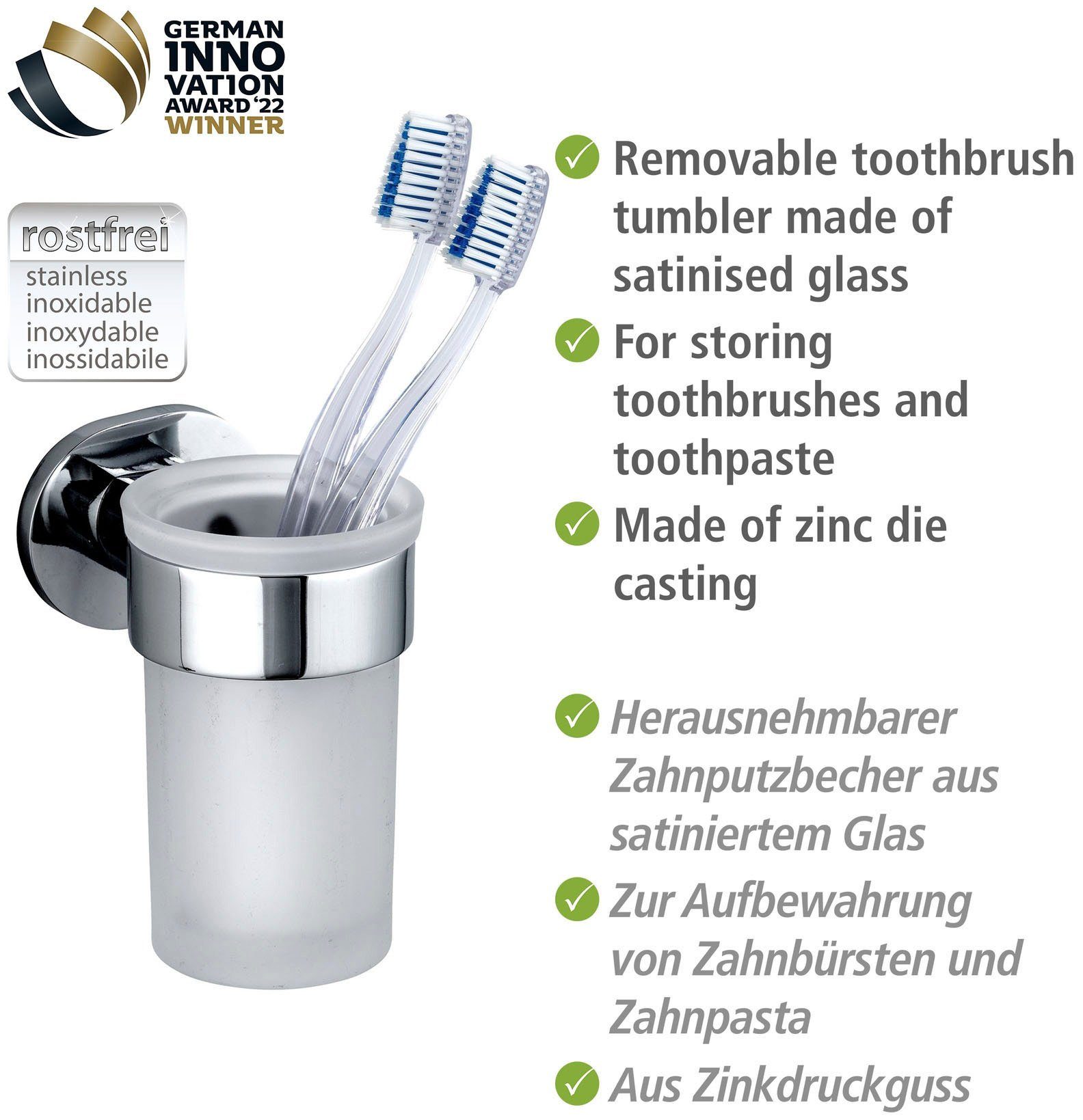 WENKO Poetsbeker UV-Loc® Maribor bevestigen zonder boren met innovatief plaksysteem