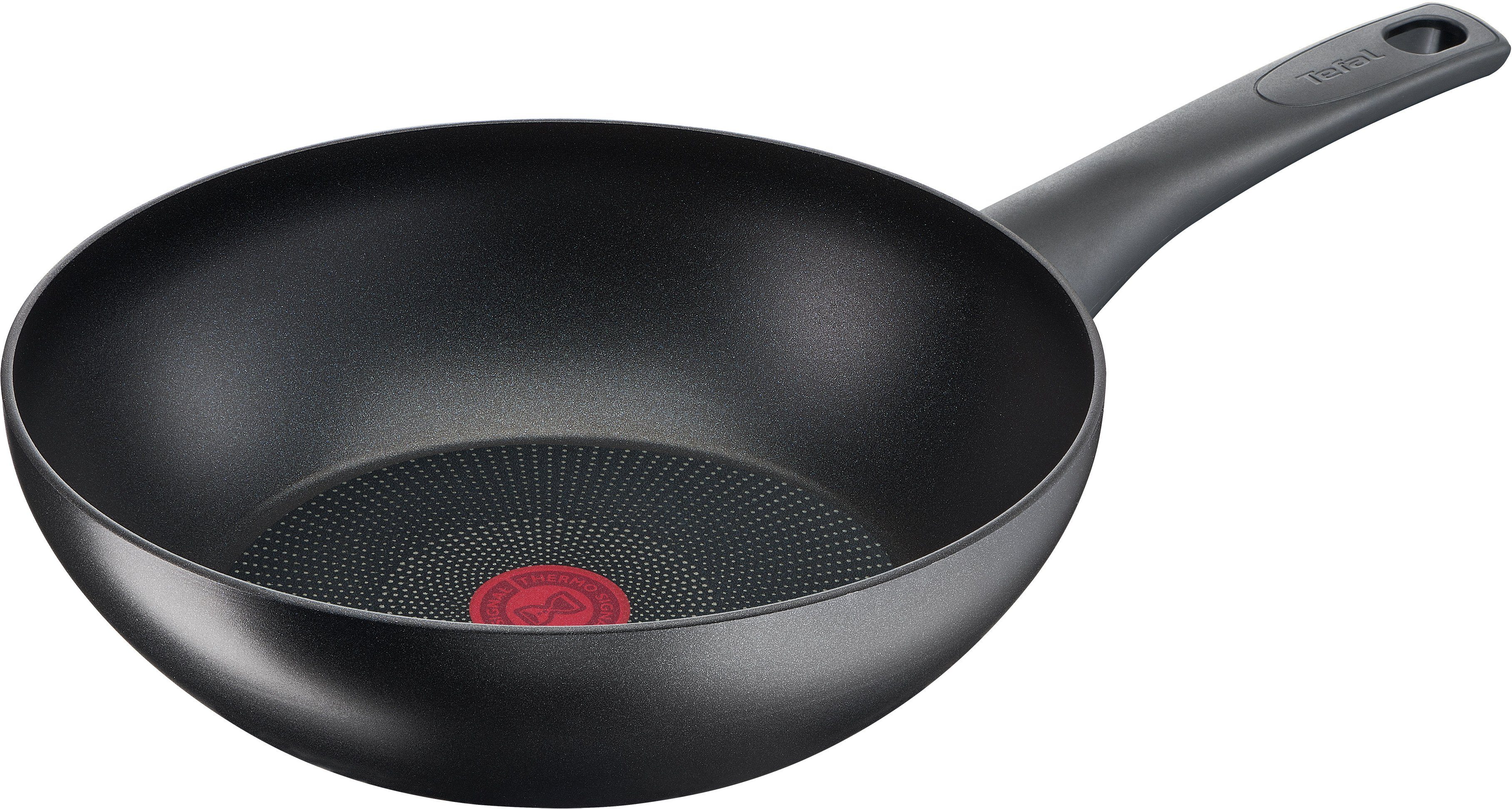 Tefal Wok Ultimate On wokpan inductie 28 cm Titanium anti-aanbaklaag, thermo-signaal, geschikt voor alle soorten fornuizen, G26019 (1-delig)