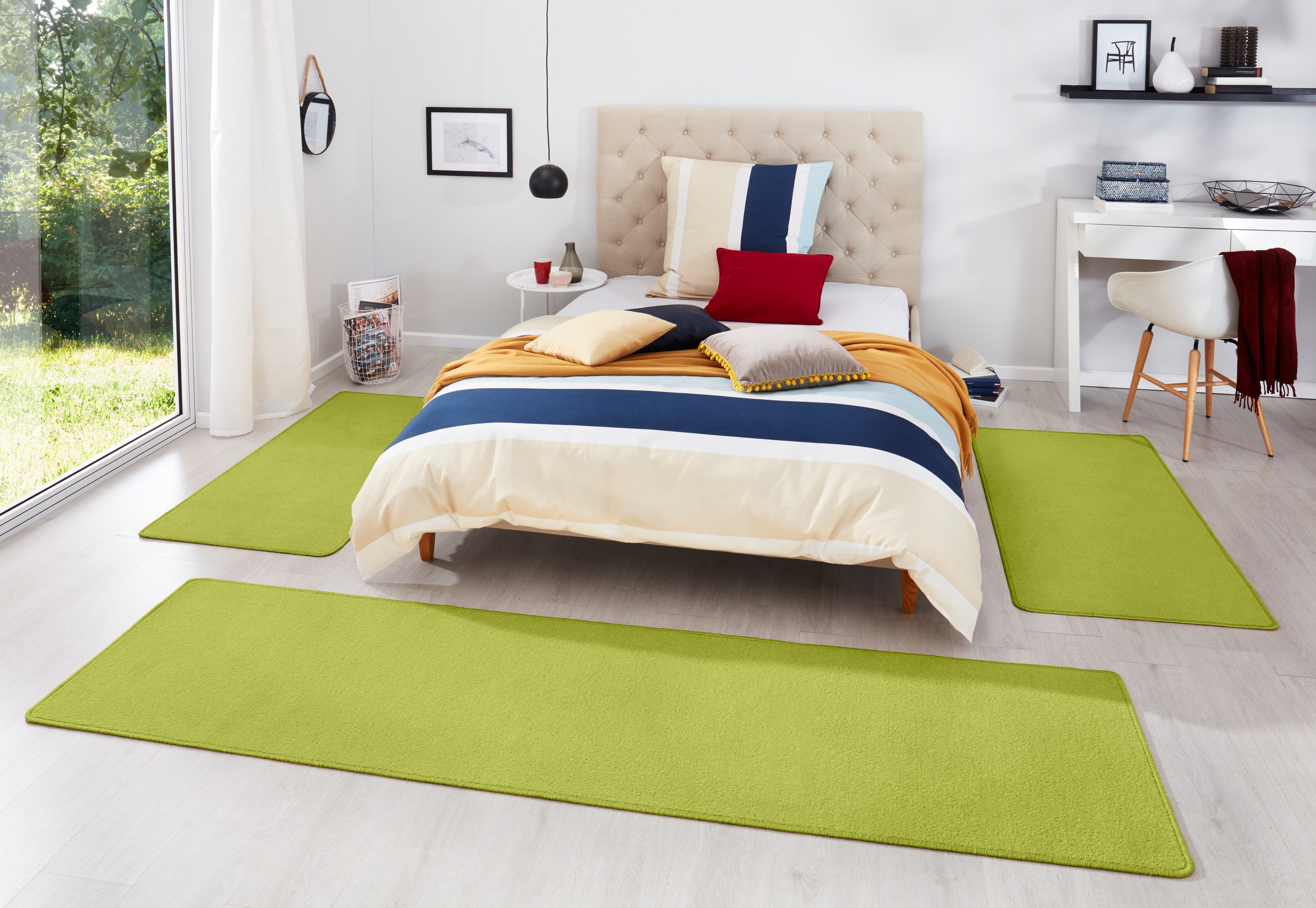 HANSE Home Set slaapkamerkleedjes Fancy Unikleur, slaapkamerkleed, 3-delige loperset voor de slaapkamer