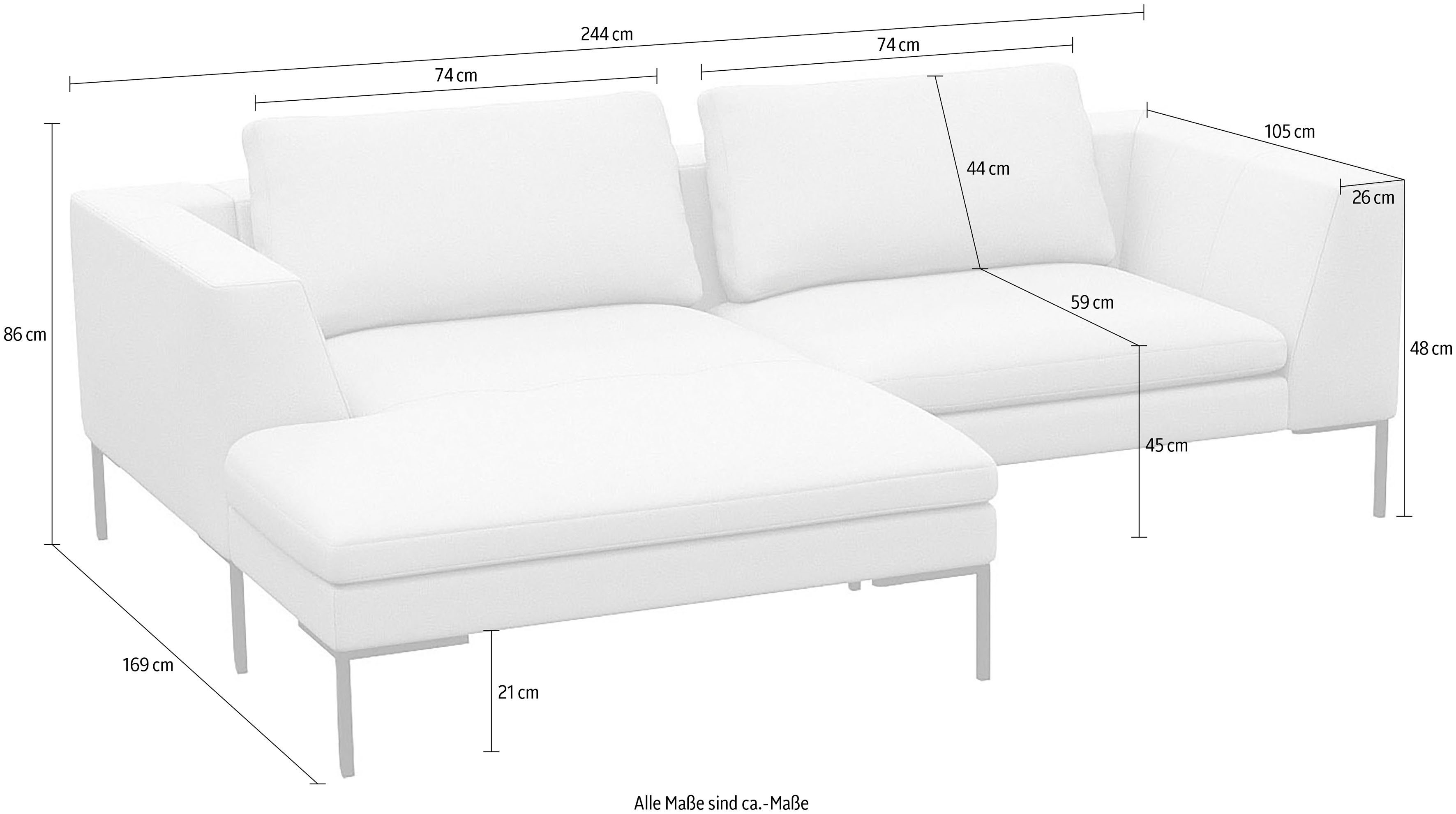 FLEXLUX Hoekbank Loano, super comfortabel zitcomfort door koudschuim in de zitting, L-vorm