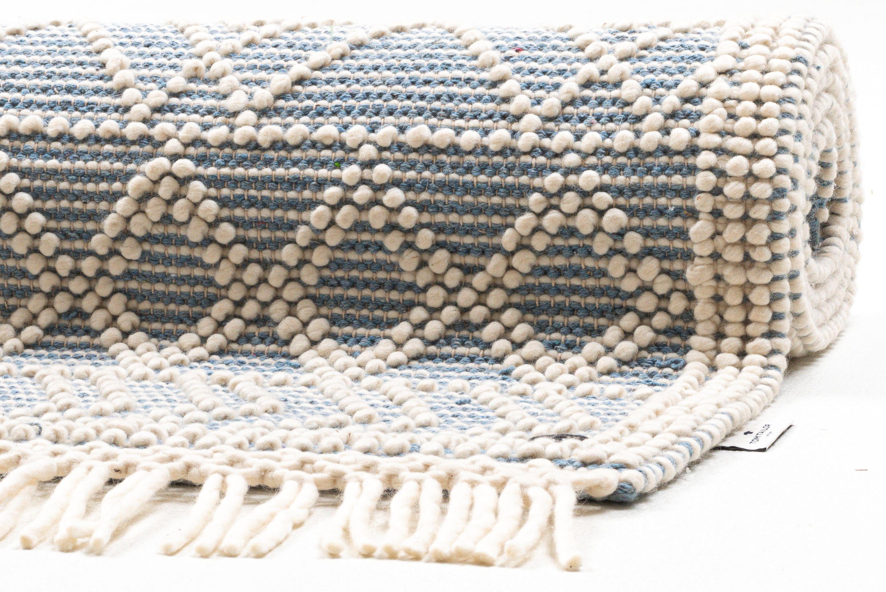 TOM TAILOR HOME Vloerkleed Coloured Macrame Handgeweven vloerkleed, zuivere wol, met de hand geweven, met franje, Scandi design