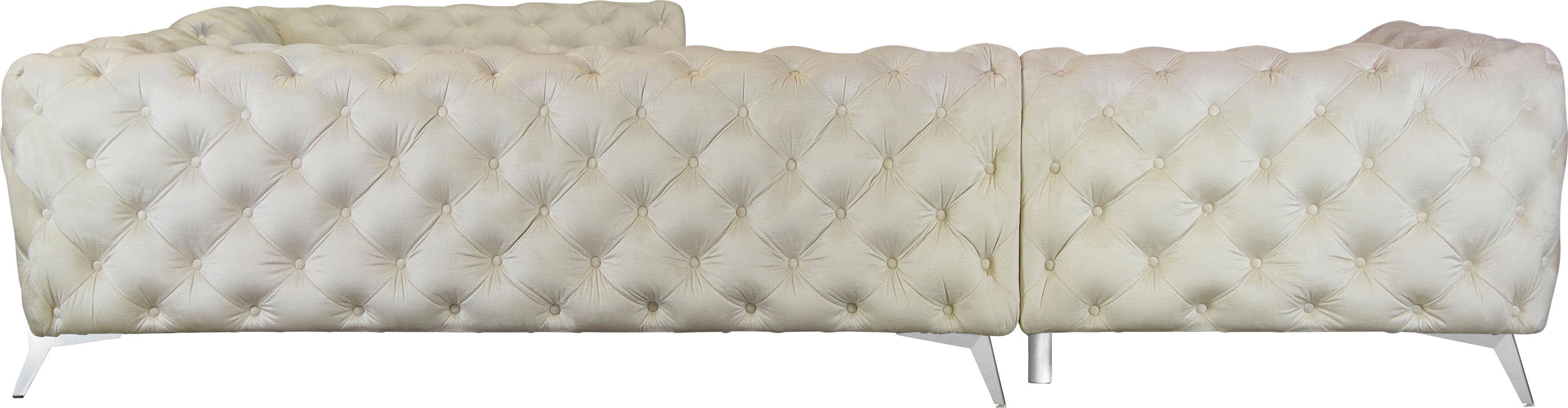Leonique Chesterfield-bank Amaury L-vorm grote hoekbank, chesterfield-look, breedte 323 cm, kleur van de poten ter keuze