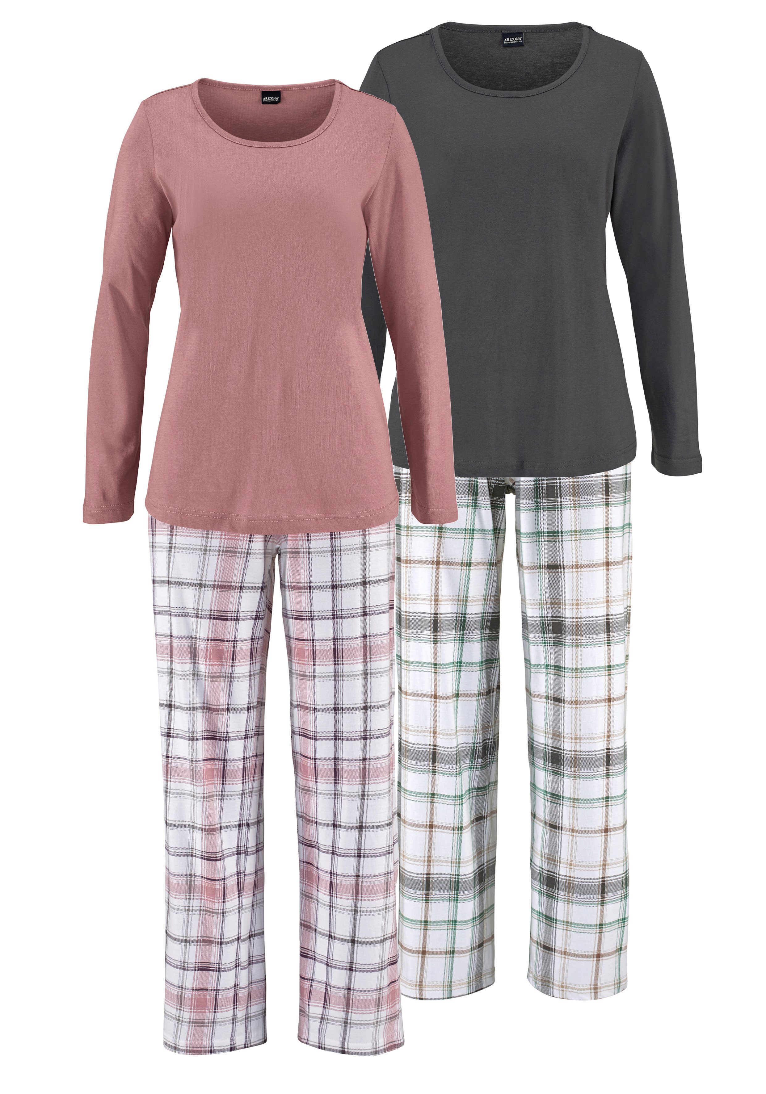 Arizona Pyjama met broek met ruitdessin (4-delig, Set van 2)