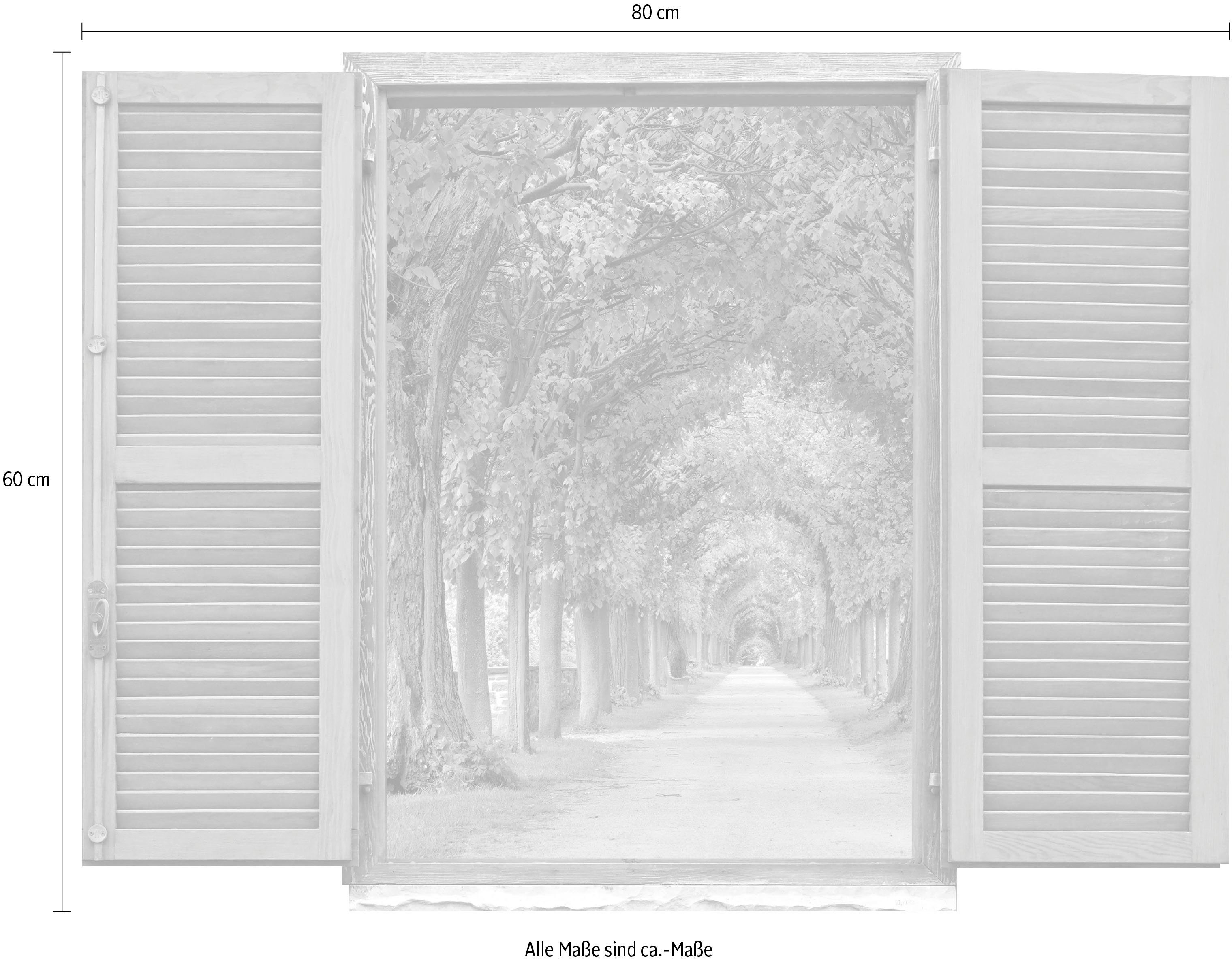 queence Wandfolie Allee Muursticker, muurdecoratie, zelfklevend, 3D, raam (1 stuk)