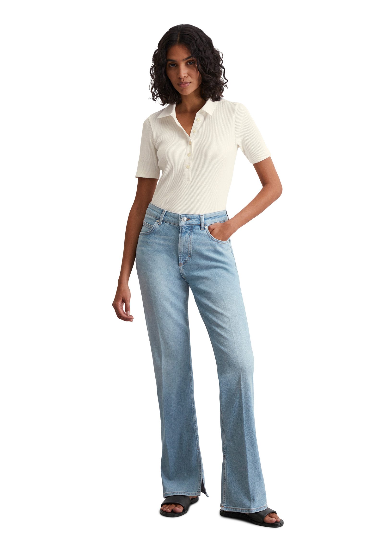 Marc O'Polo Bootcut jeans KIRUNA Splitten aan de binnenkant van het been, hoge taille