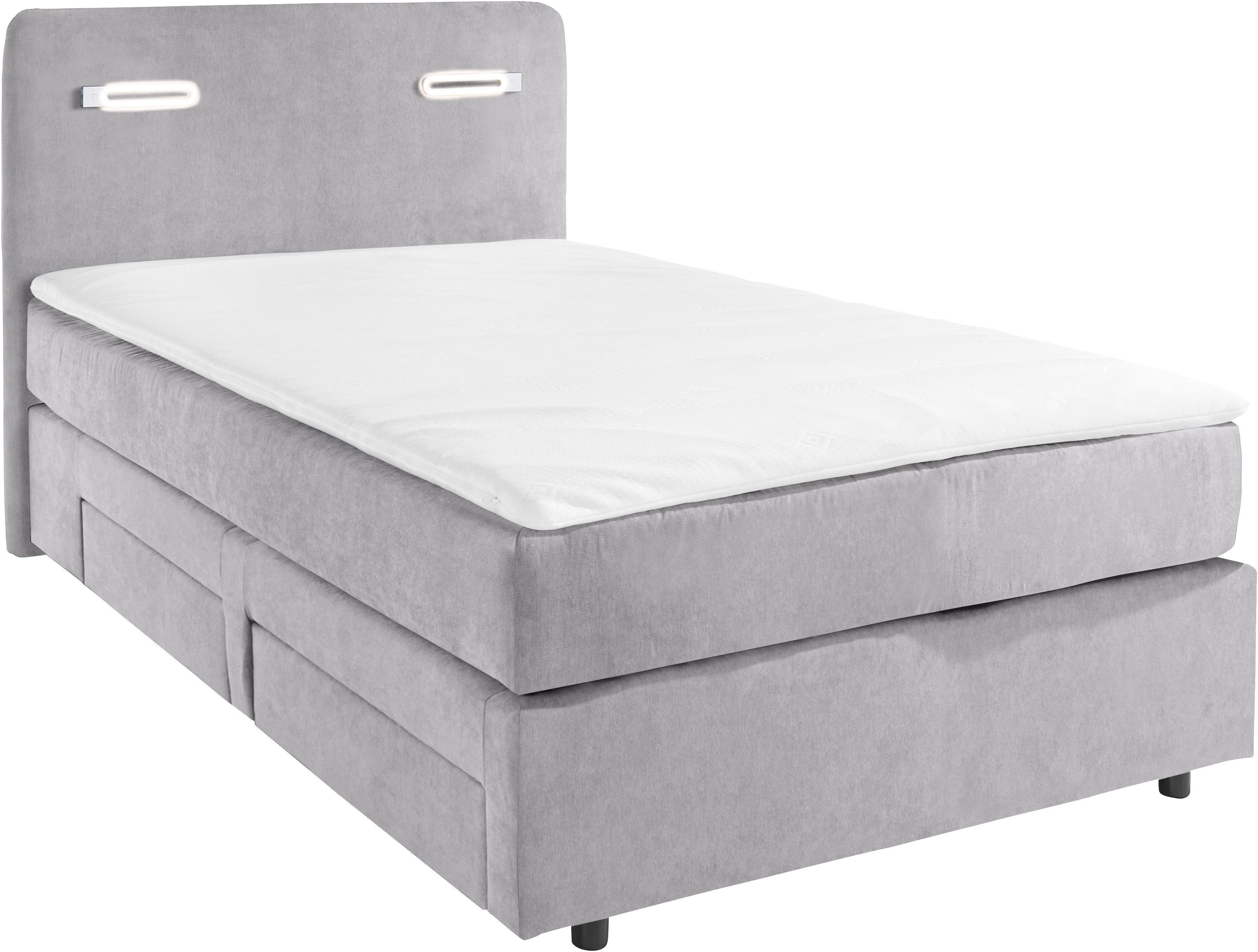 INOSIGN Boxspring Luan met laden, ledverlichting en topmatras, in breedte 120 cm en 180 cm te bestellen, in verschillende hardheden te kiezen.