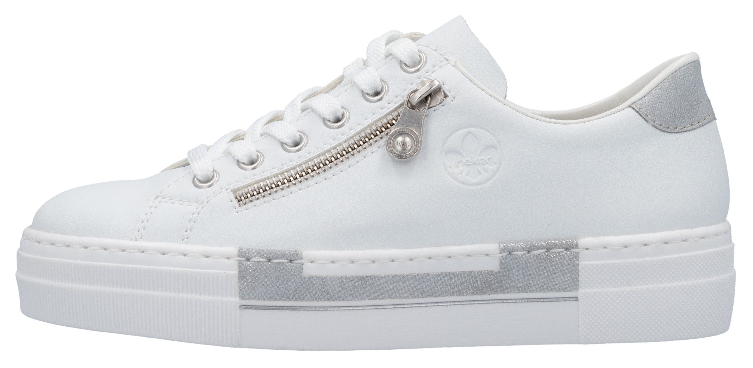 Rieker Plateausneakers met decoratieve rits aan de zijkant, vrijetijdsschoen, lage schoen, veterschoen