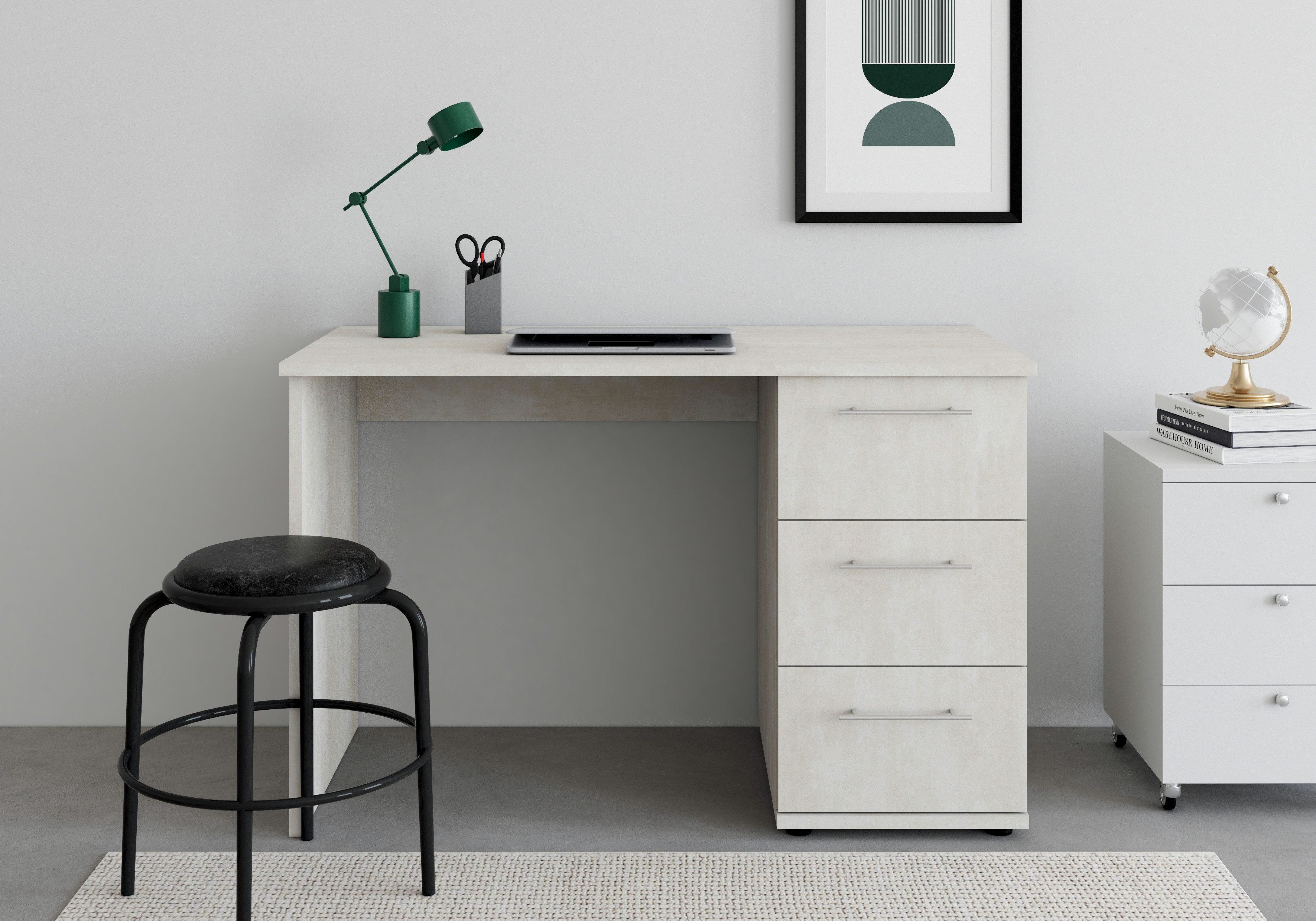 VOGL Möbelfabrik Bureau Tobi, optioneel met toetsenborduitrekking, met 3 lades, breedte 115 cm, made in germany bureaus grijs