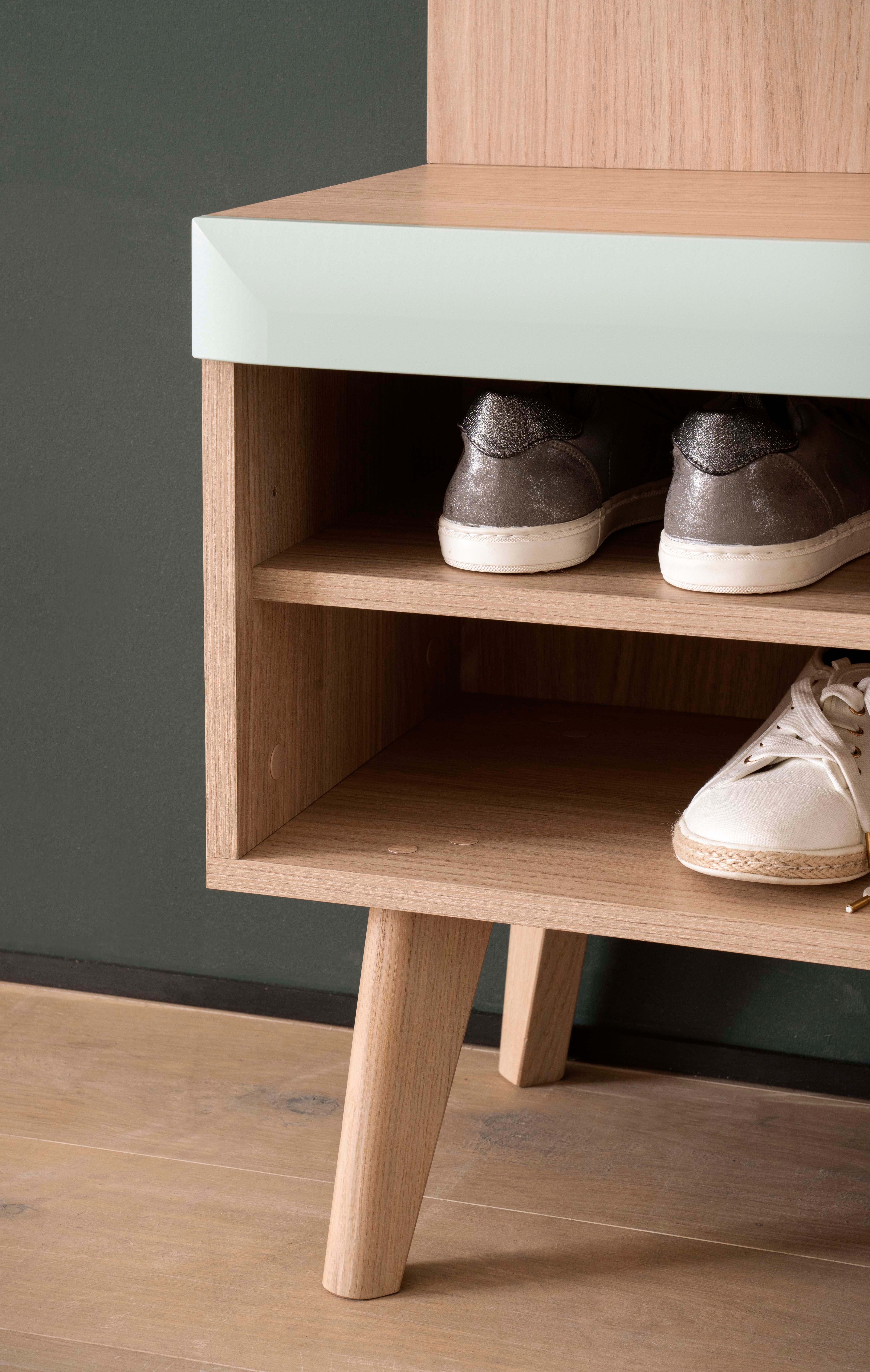 Home affaire Halmeubelset Torge, kapstok met opbergruimte, garderobekast in Scandic design bevat sideboard, garderobe met spiegel en wandplank, in twee kleuren (set, 3-delig)