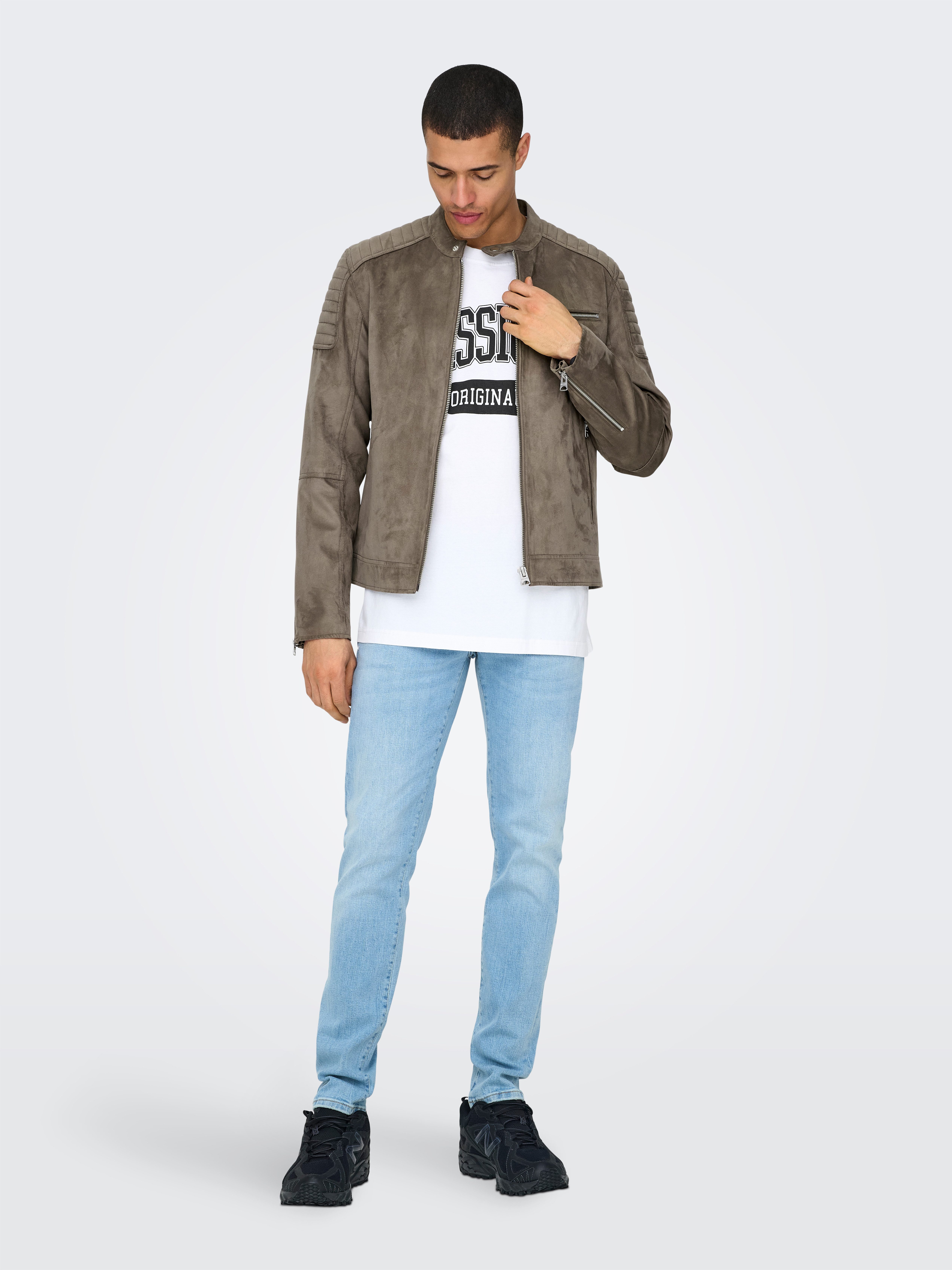 ONLY & SONS Imitatieleren jack ONSGUS FAUX SUEDE RACER JACKET OTW NOOS