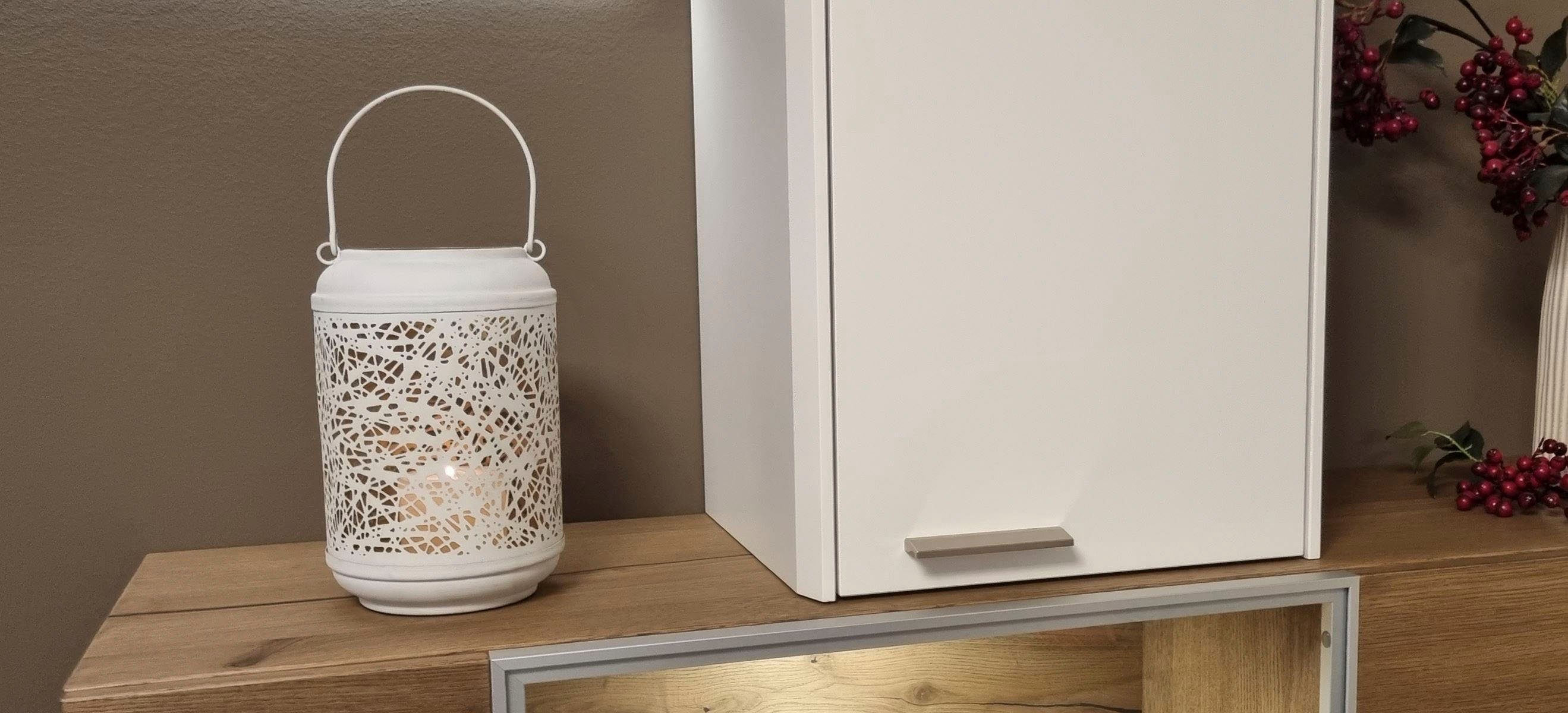 Ambiente Haus Lantaarn met kaars Lantaarn van metaal in wit - (H) 24 cm (1 stuk)