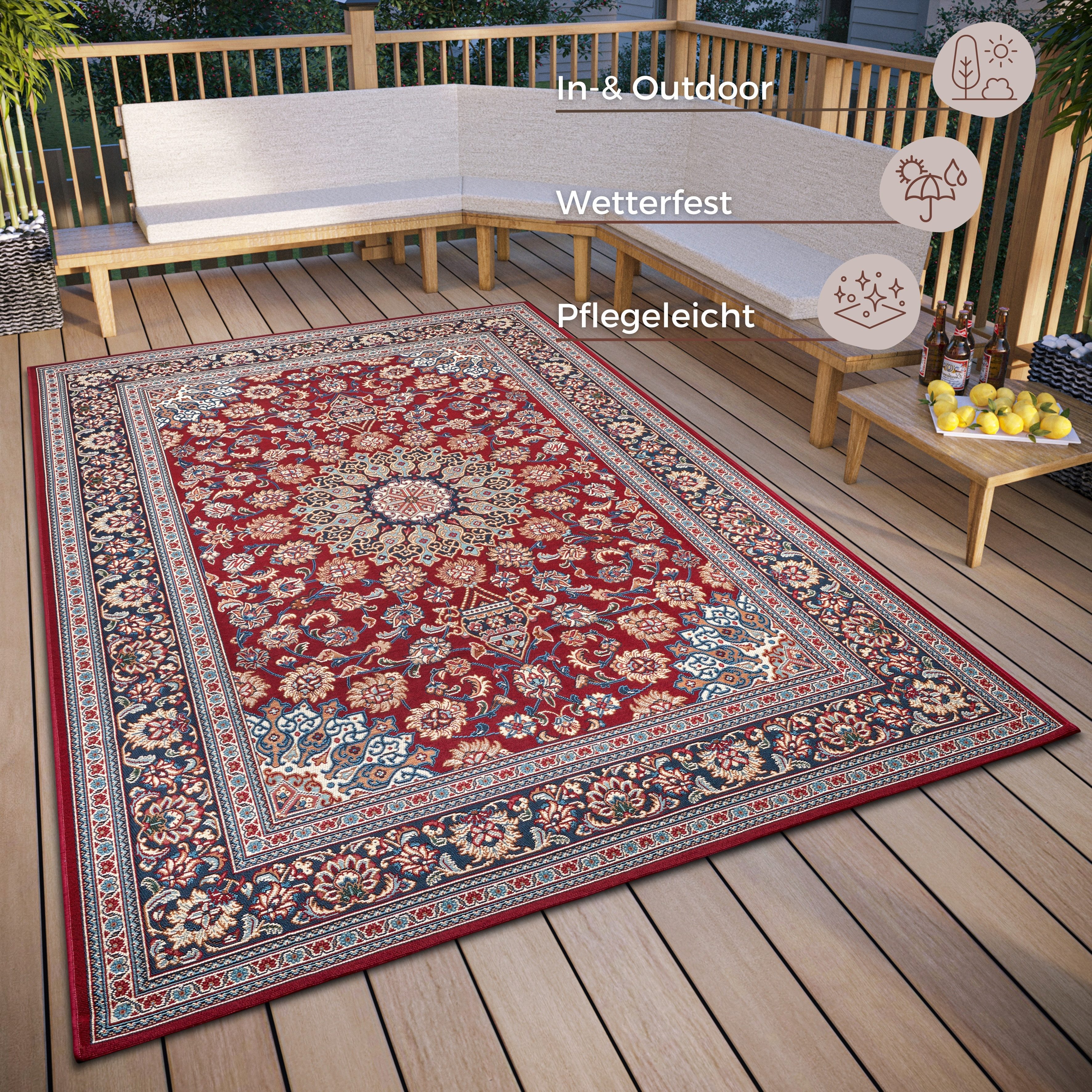 HANSE Home Vloerkleed Kadi In-& Outdoor, Tapijt, Weerbestendig, Balkon, Tuin, Woonkamer, Orient