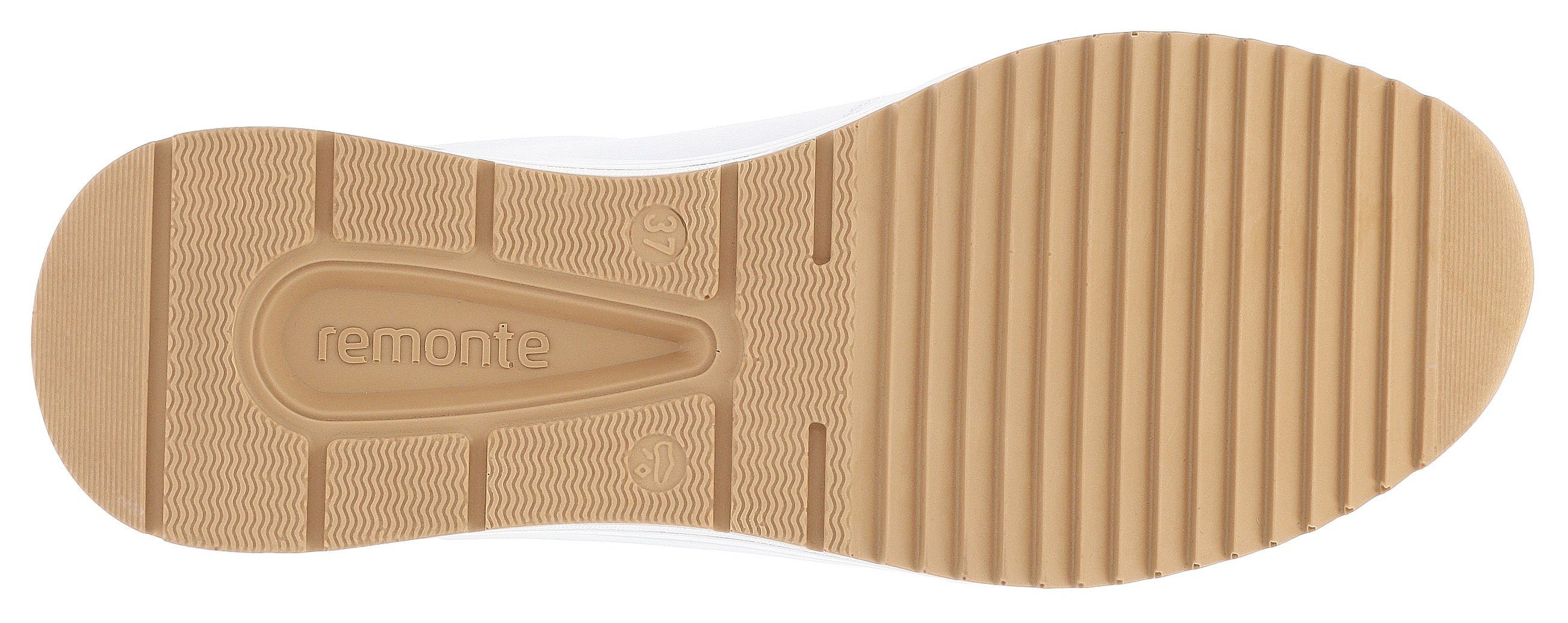 Remonte Sneakers met sleehak , vrijetijdsschoen, lage schoen, veterschoen met metallic contrastaccenten