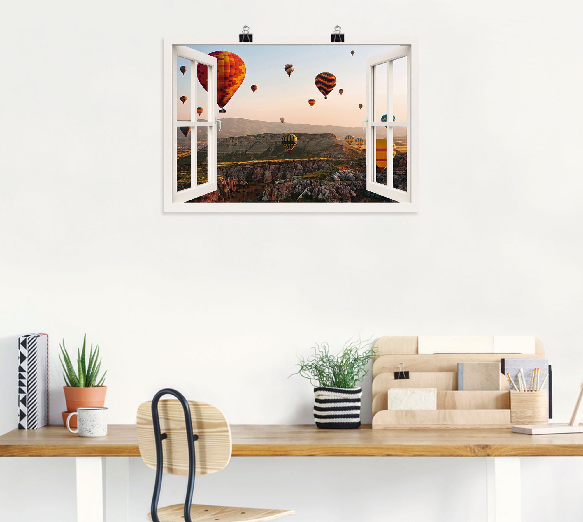 Artland Artprint Blik uit het venster Cappadocië ballonvaart als poster, muursticker in verschillende maten