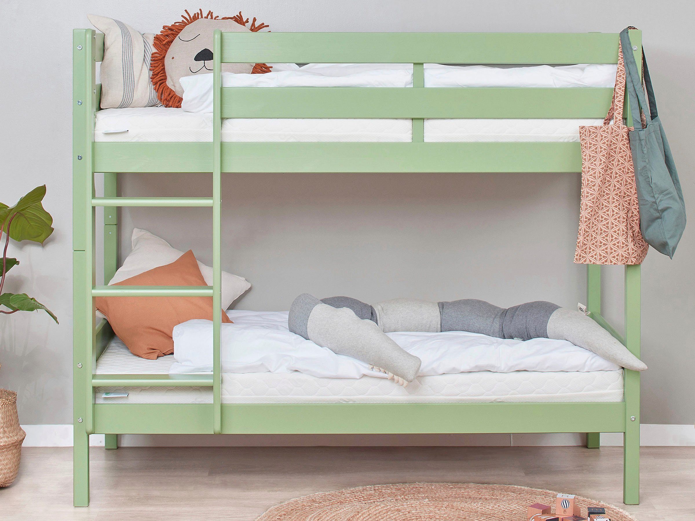 Hoppekids Stapelbed Eco comfort kinderbed 90x200 of 70x160 van massief hout in 4 kleuren