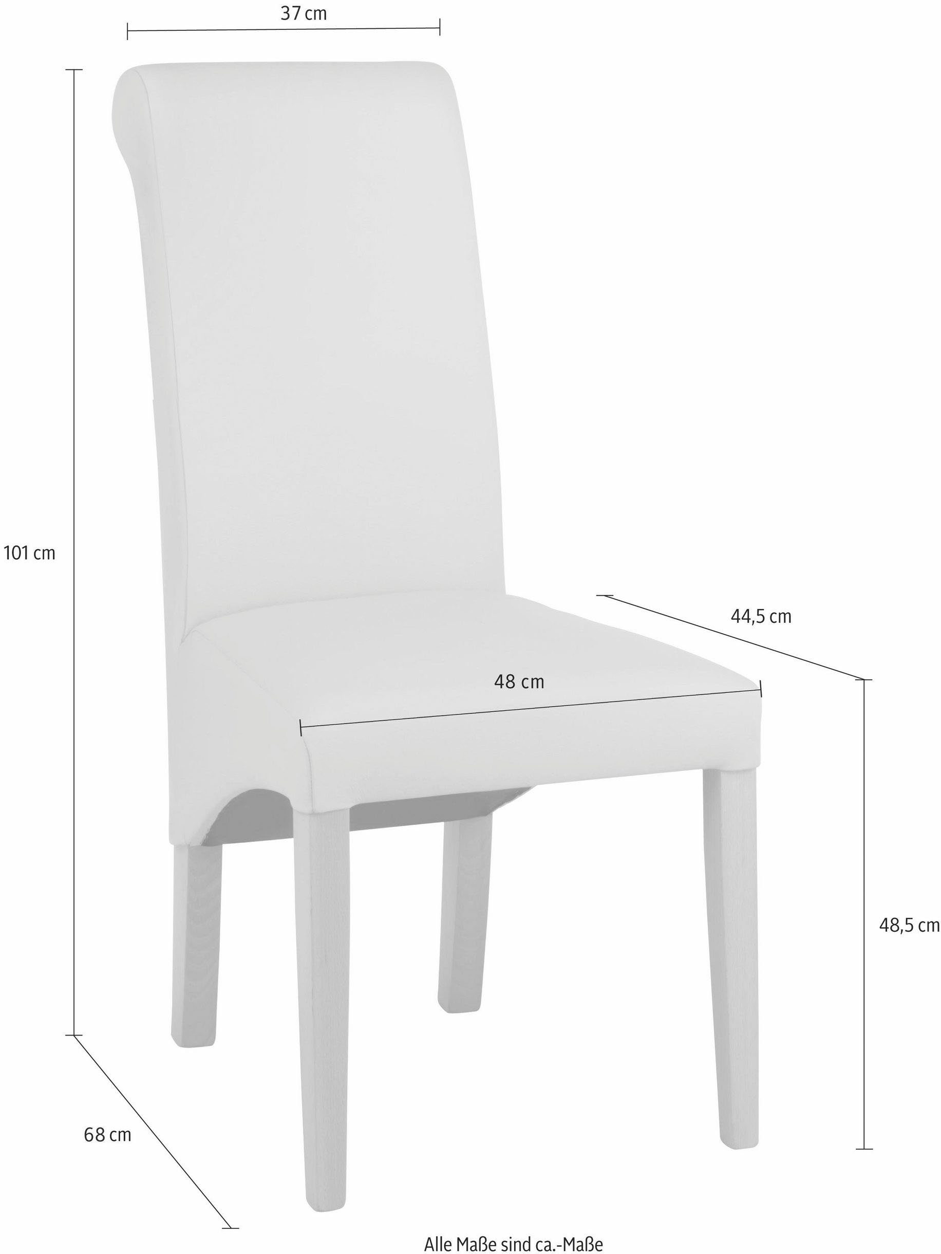 Home affaire Stoel met 4 poten Rito Frame naturel-beuken of wengé gelakt (set, 2 stuks)
