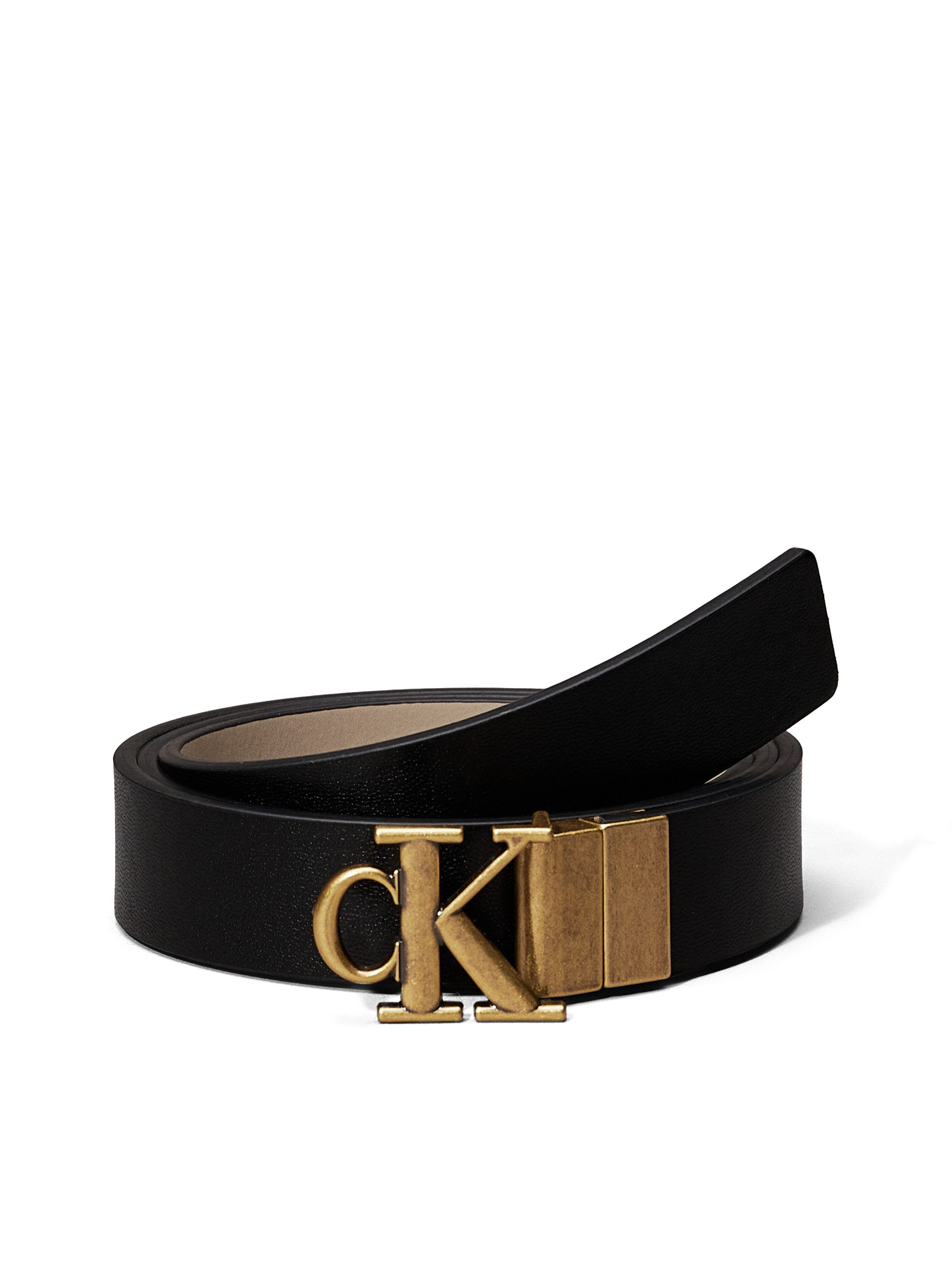Calvin Klein Leren riem MONOGRAM PLACQUE BUCKLE 25MM REV
