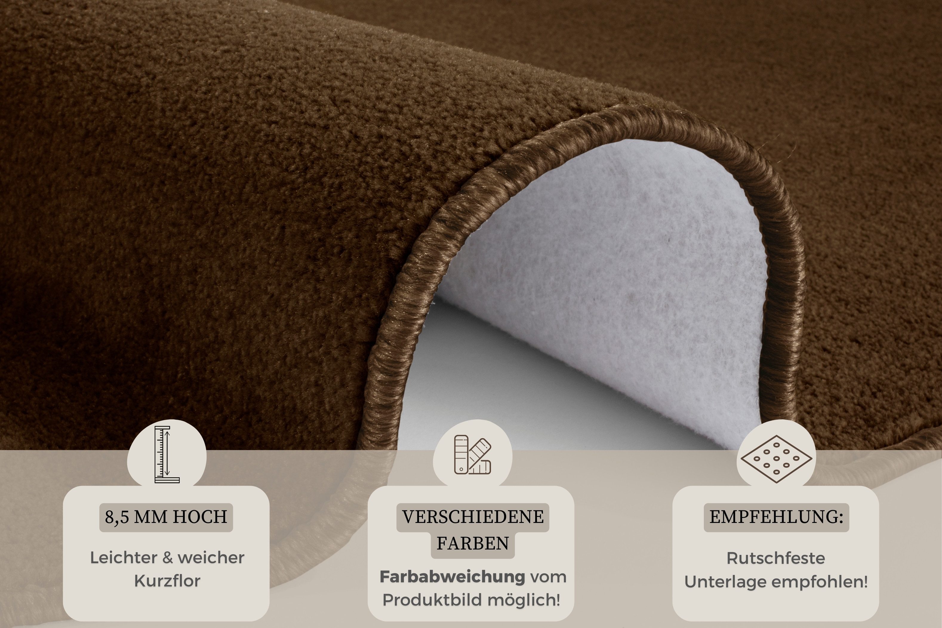 HANSE Home Vloerkleed Shashi Korte pool, unikleur, vloerkleed, zacht, eetkamer, kinderkamer, hal