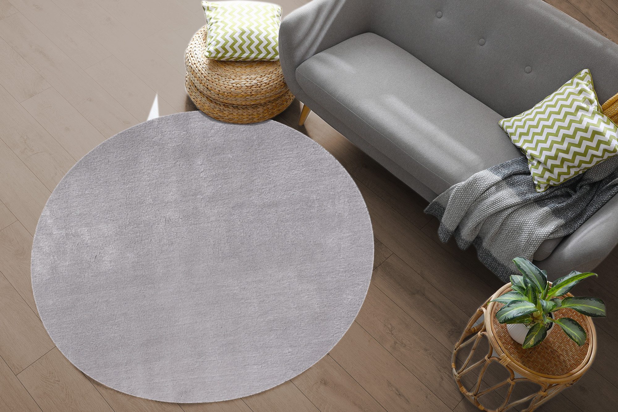 The carpet Vloerkleed Relax round wasbare woonkamer tapijt modern antislip