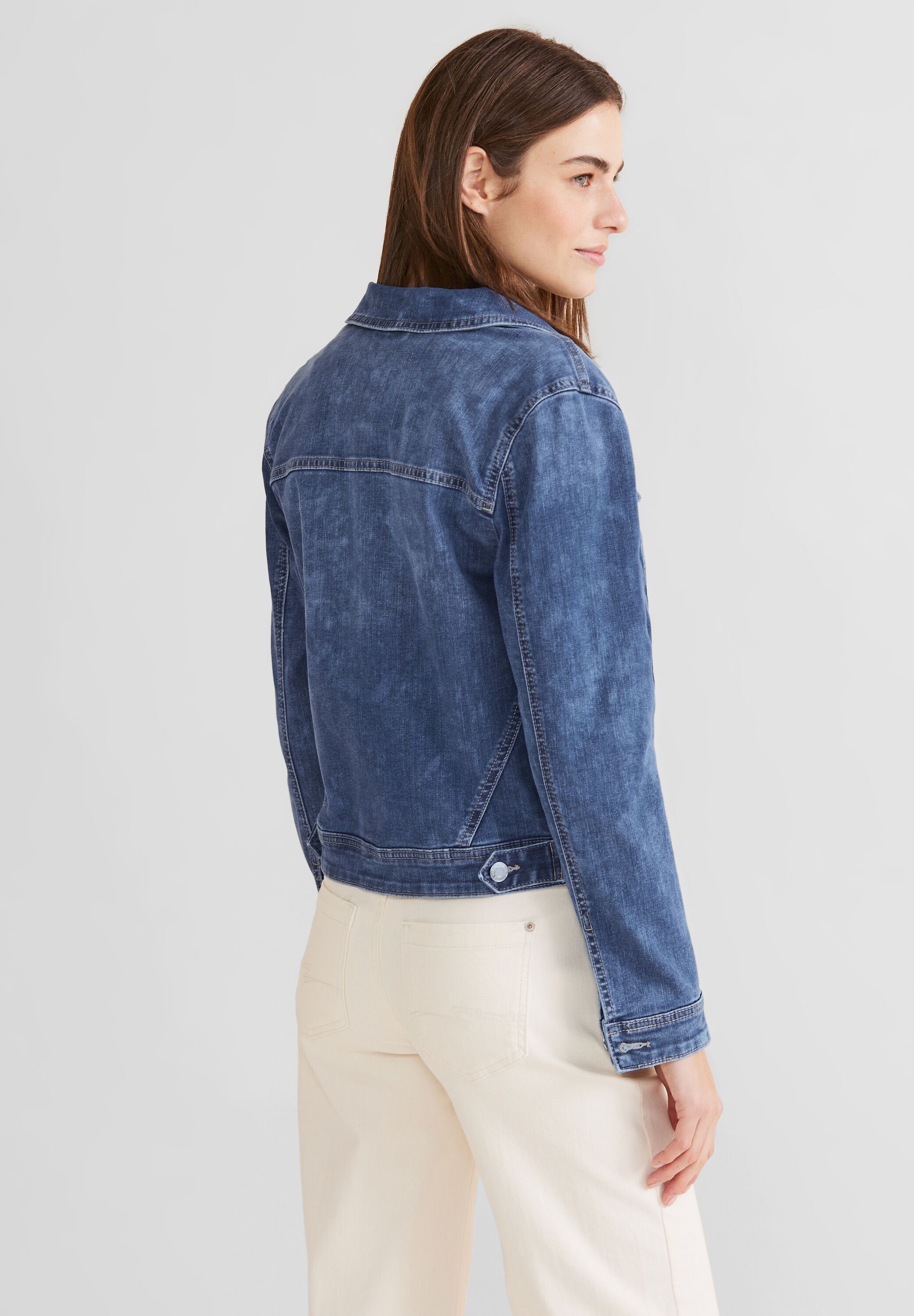 STREET ONE Jeansblazer in middenblauwe wassing