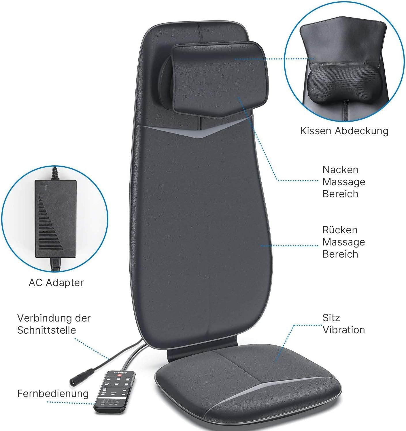 Renpho Shiatsu-massagekussen Neck & Back Massager Cushion S BM076