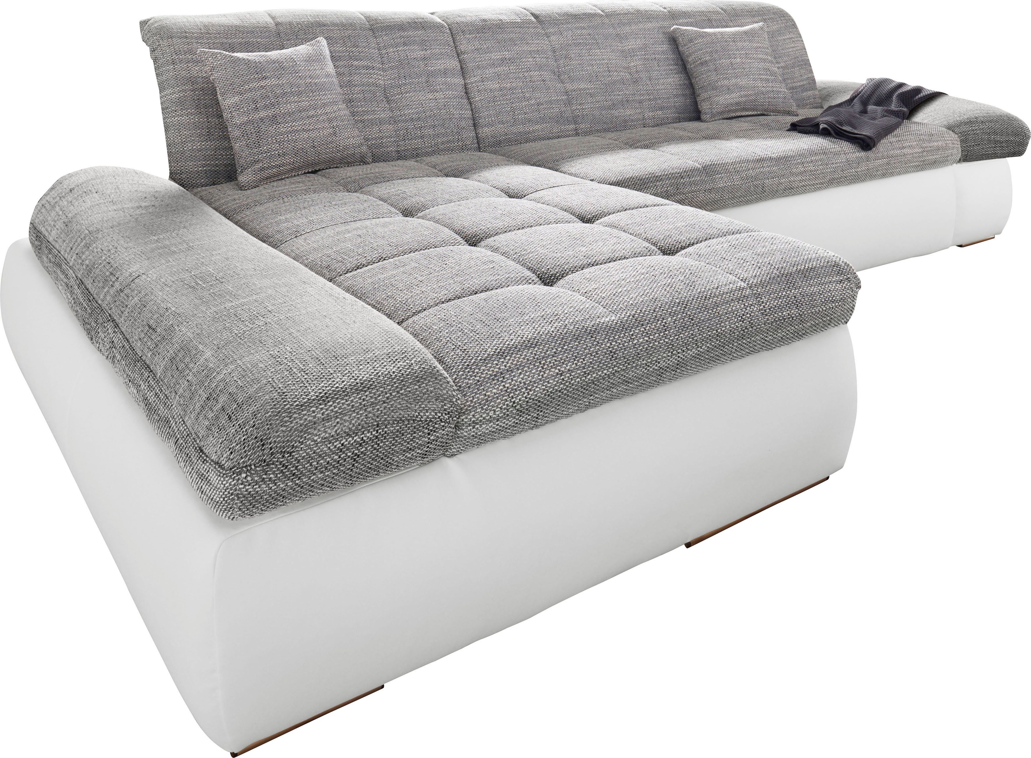 DOMO collection Hoekbank Moric Luxe - BxDxH 300x172x80 cm, XXL-formaat L-vorm, 140kg belasting/zitplaats, in cord, chenille, kunstleer