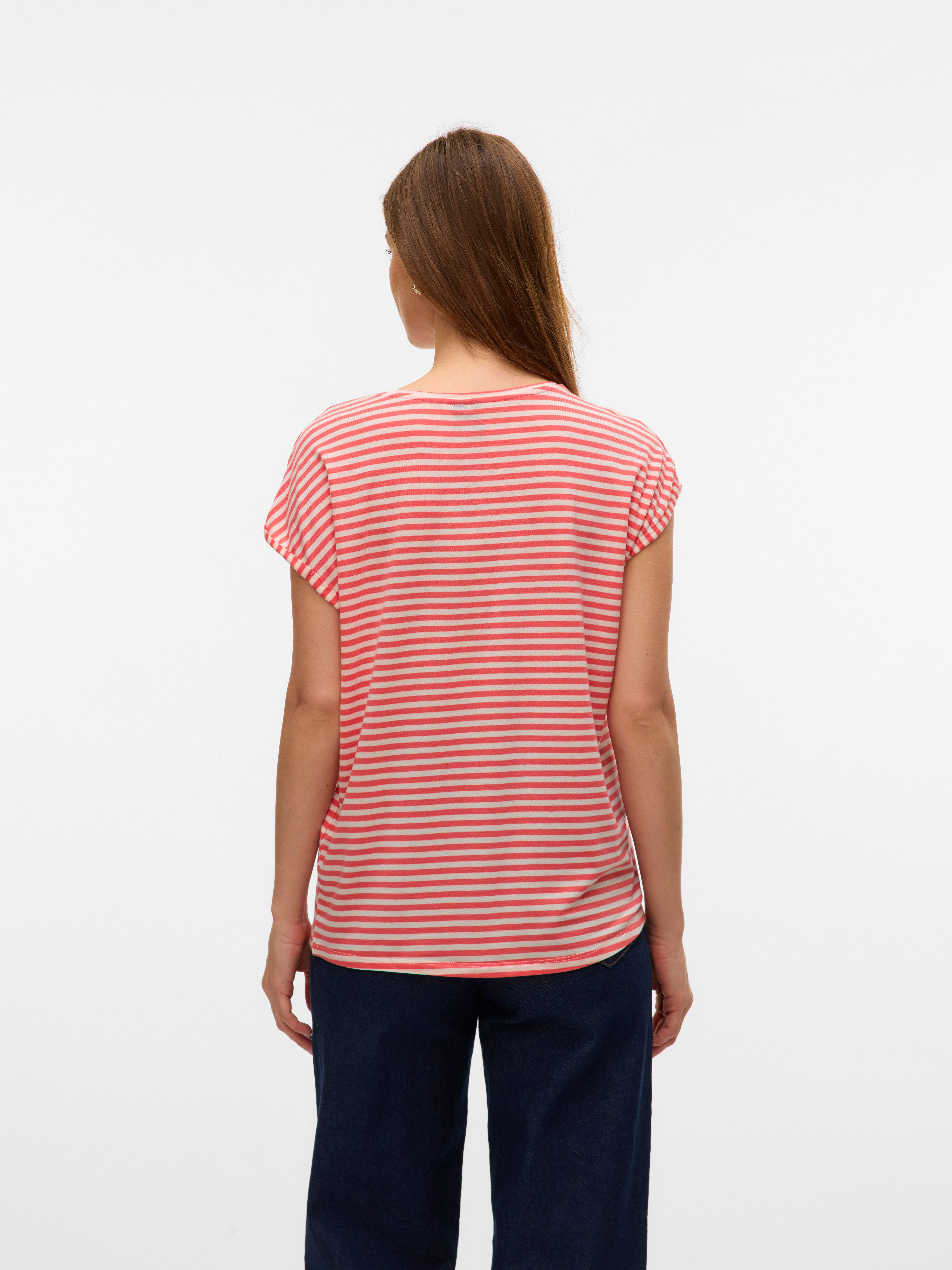 Vero Moda Shirt met ronde hals VMAVA PLAIN SS TOP STRIPE GA JRS NOOS
