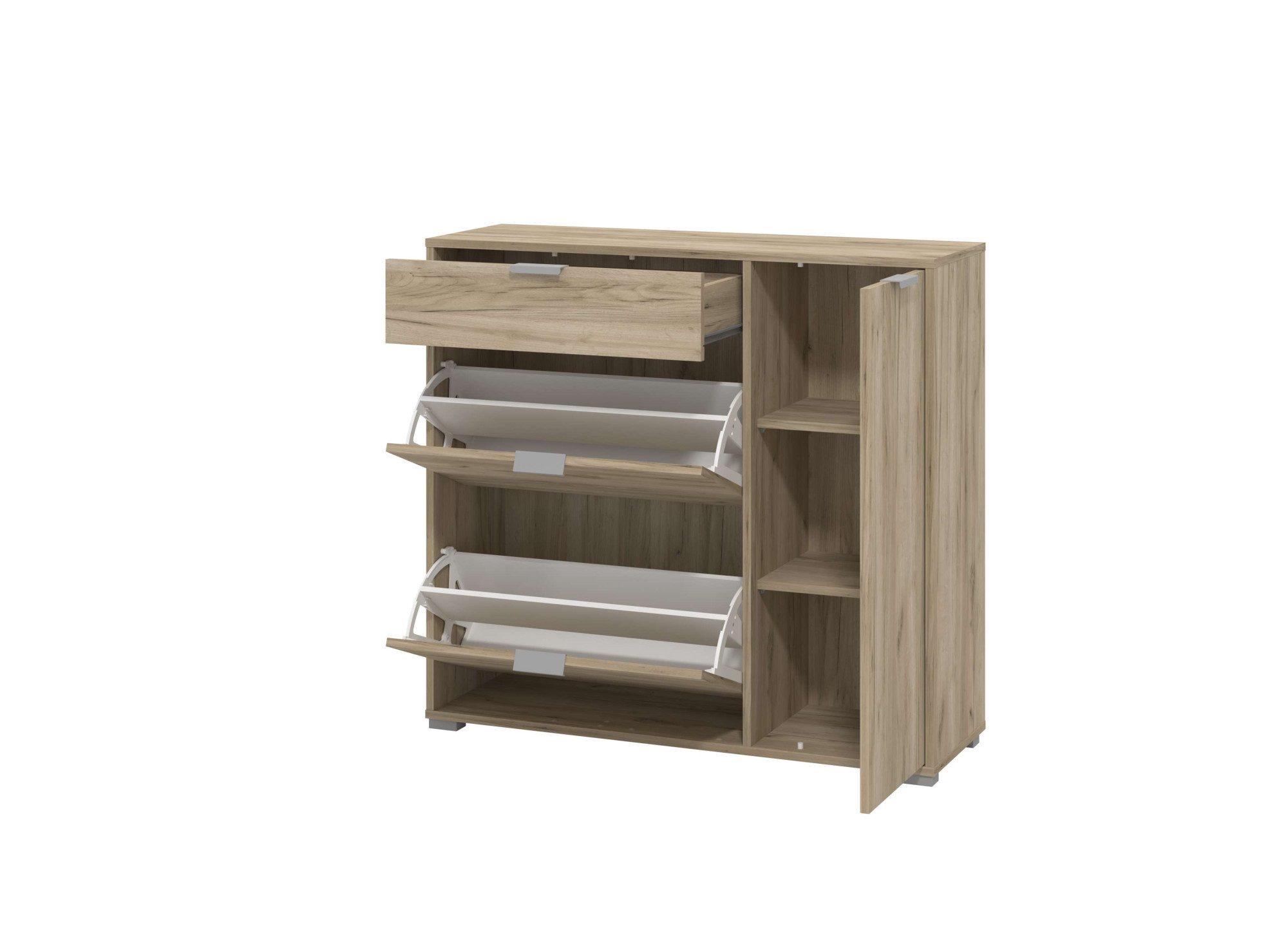 INOSIGN Schoenenkast Arco 2, schoenenkast, schoenenrek, breedte 102 cm 2 kleppen met dubbele schoenrollen, met lade, in moderne kleuren
