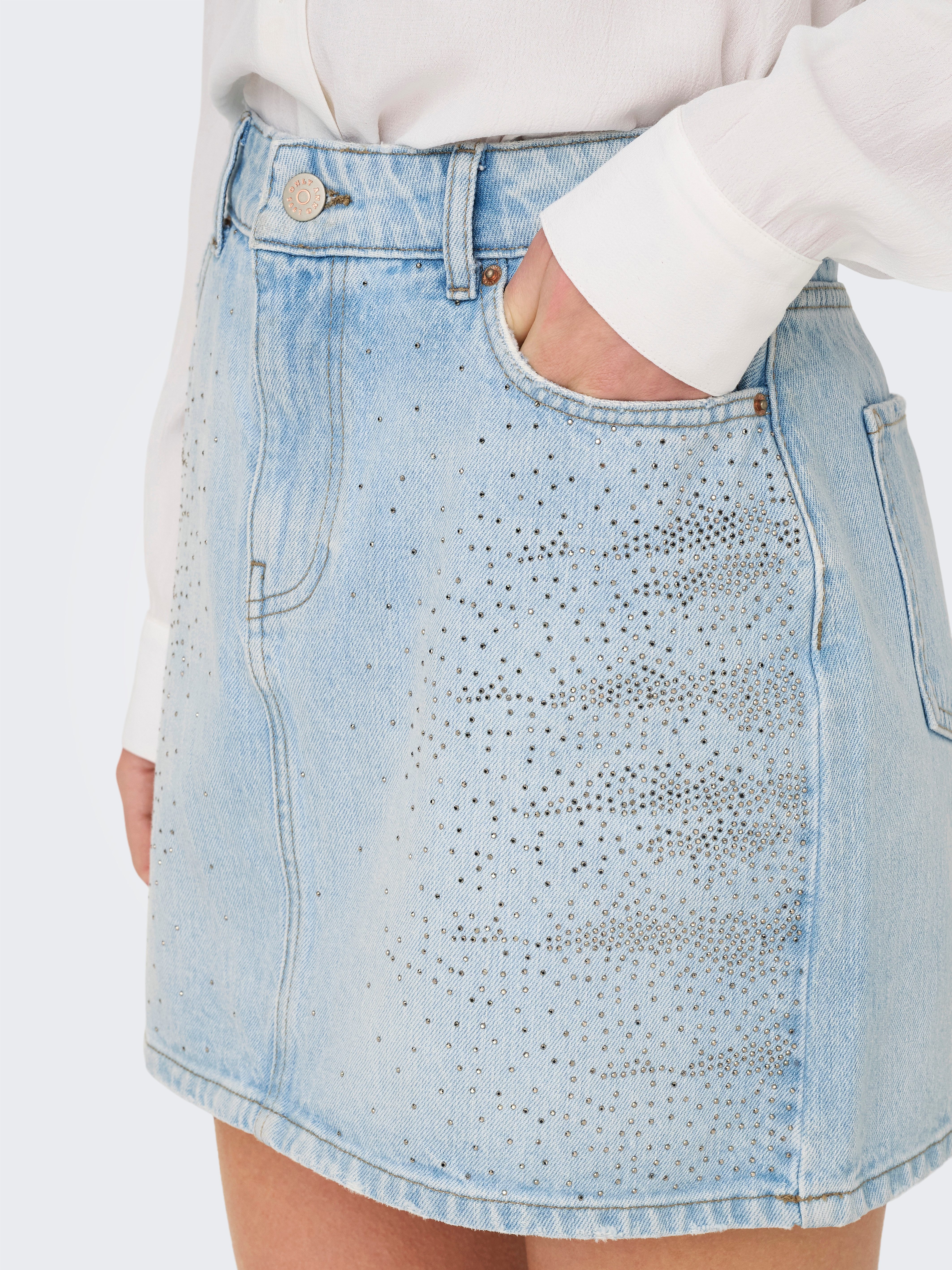 Only Jeans rok ONLSTELLA RHINESTONE SHORT SKIRT DNM AZG