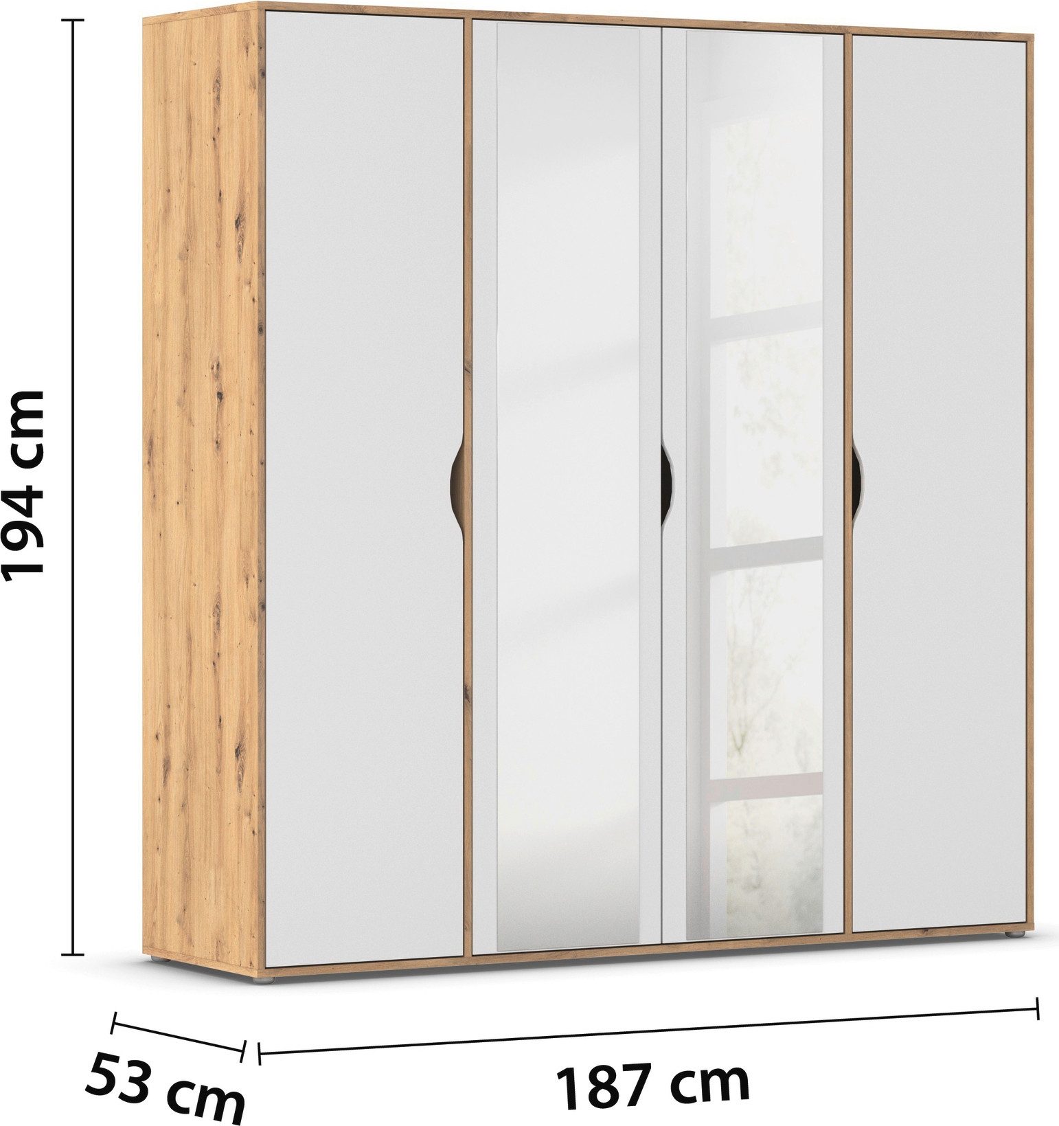 rauch Draaideurkast Kledingkast Kast Garderobe Wasmand NARAI met Spiegel Greefaansluitingen voor een greeploze look TOPSELLER MADE IN GERMANY