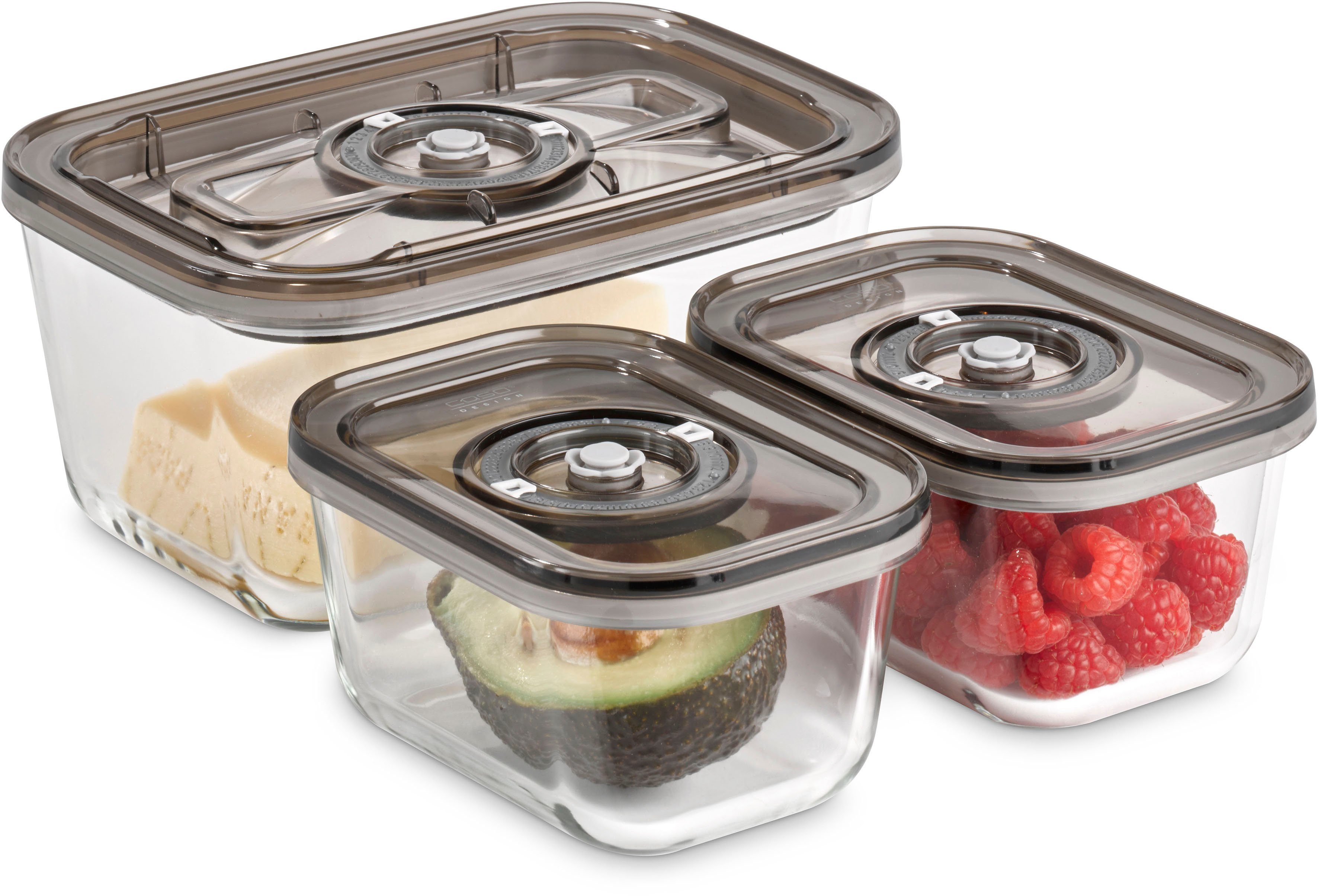 Caso Vacuümdoos 1177 VacuBoxx Eco-Set 3 glazen potten met kunststof deksel (set, 4-delig)