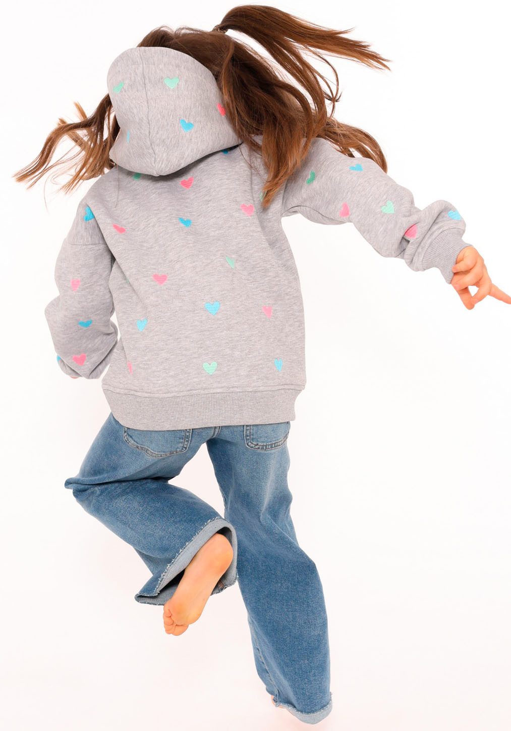 Zwillingsherz Hoodie Hearts Kids met geborduurde harten allover voor meisjes