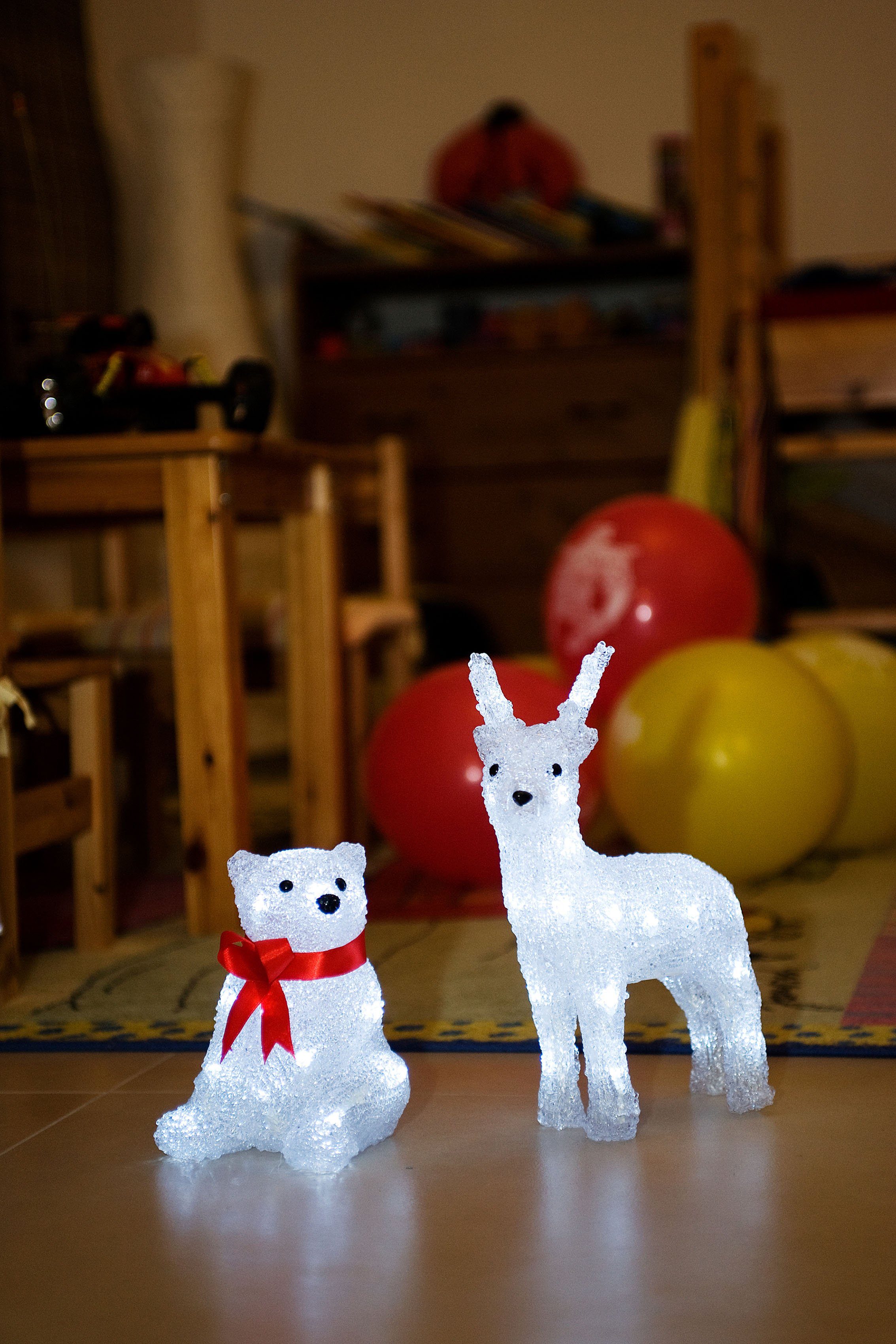 KONSTSMIDE Kerstfiguur Kerst versiering Led acryl rendier, 24 koudwitte dioden (1 stuk)