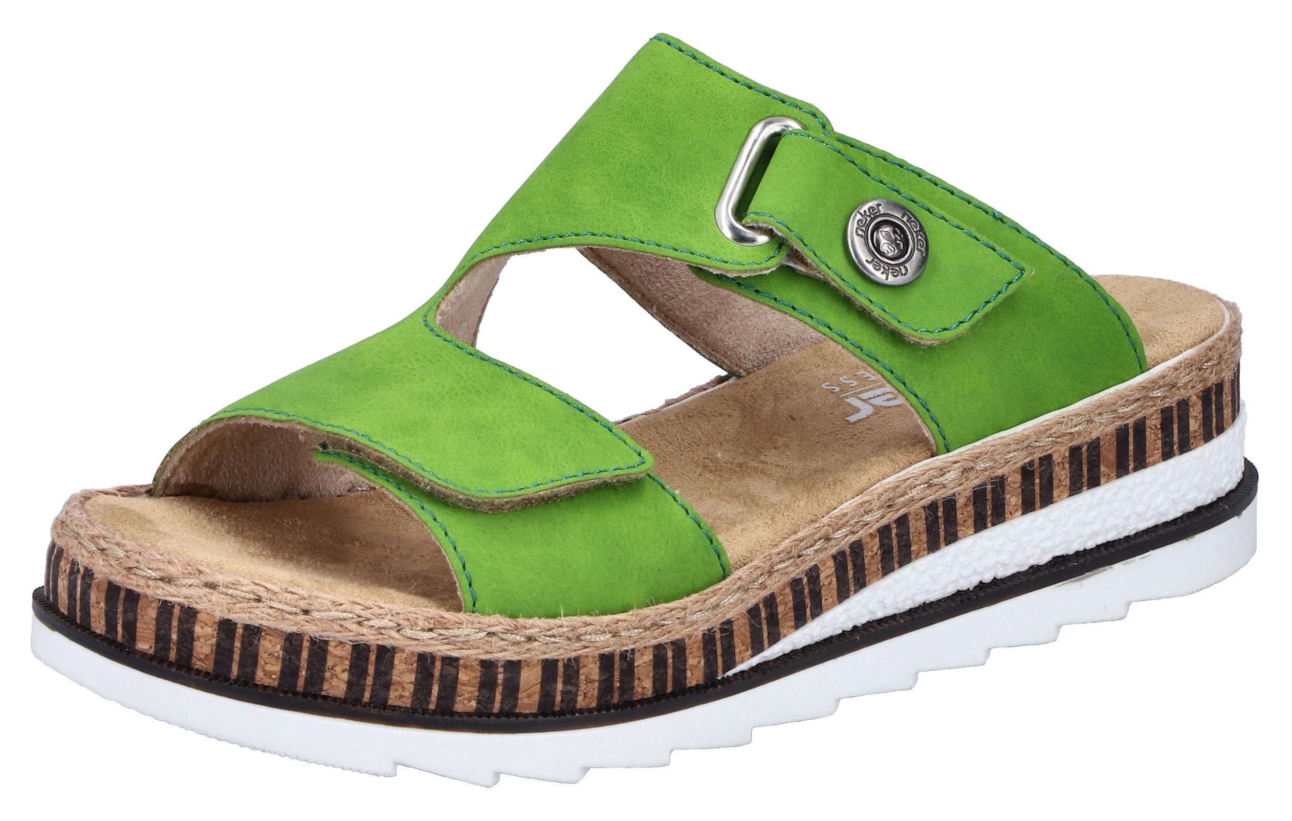 Rieker Slippers Zomerschoen, strandschoen, huisschoen met trendy sleehak dames sandaaltjes maat 40 groen