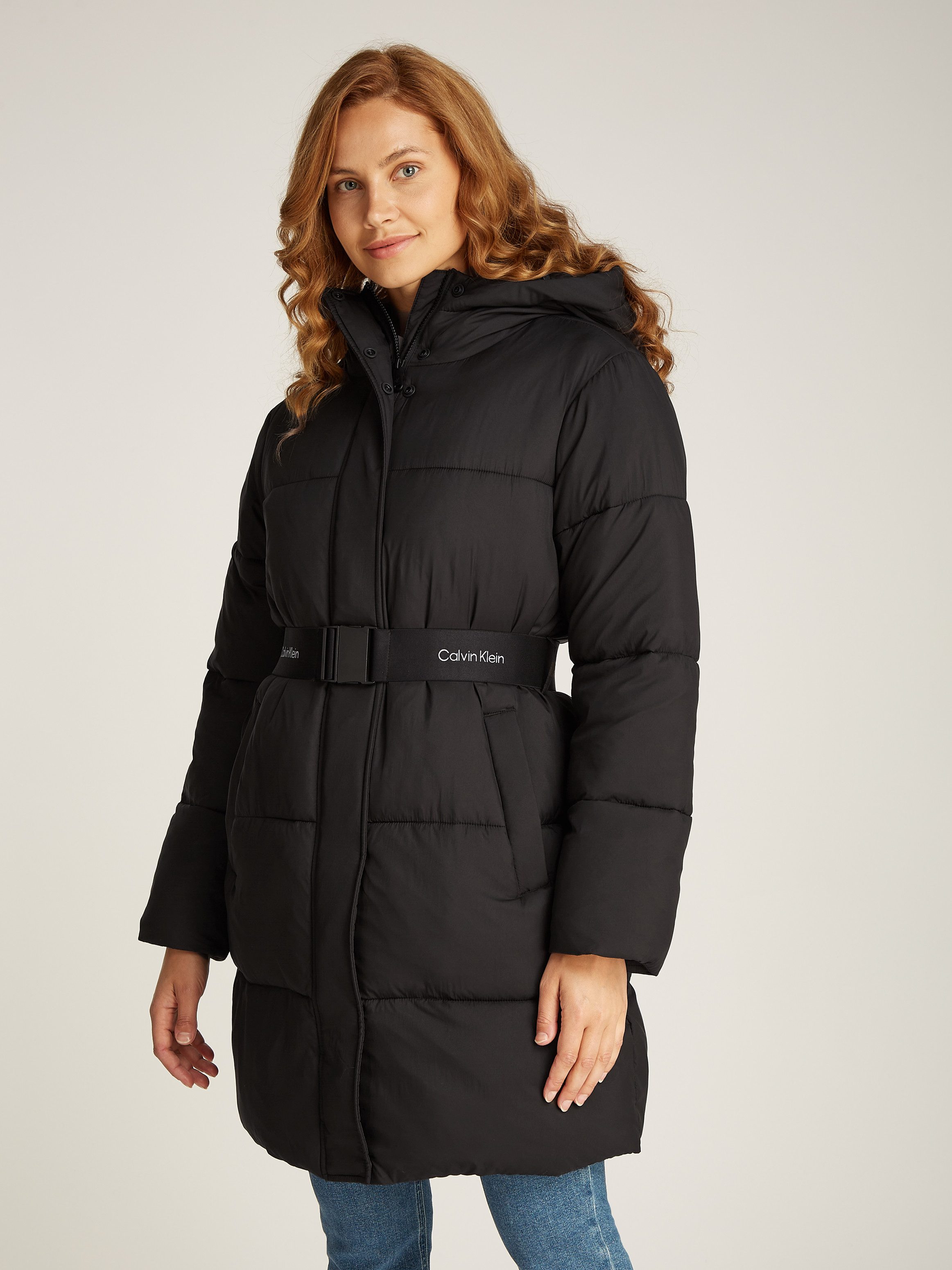Calvin Klein Jeans Lange Pufferjas Dames Herfst Winter Collectie Black Dames
