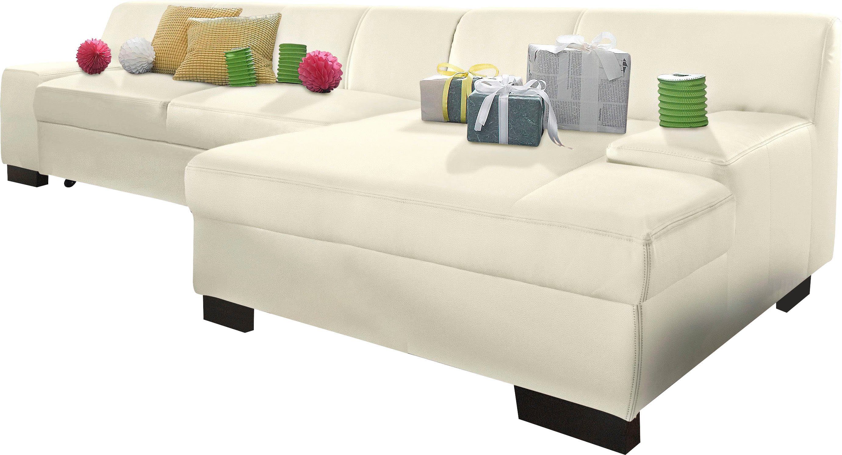 DOMO collection Hoekbank Norma, elegant en modern, met platte armleuningen, L-vorm
