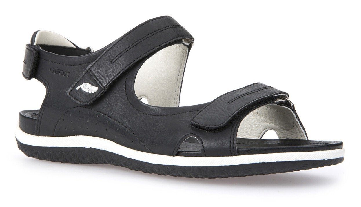 Geox Sandalen D SANDAL VEGA zomerschoen, sandaal, klittenbandschoen, met leren binnenzool dames sportieve sandalen maat 36 EU zwart