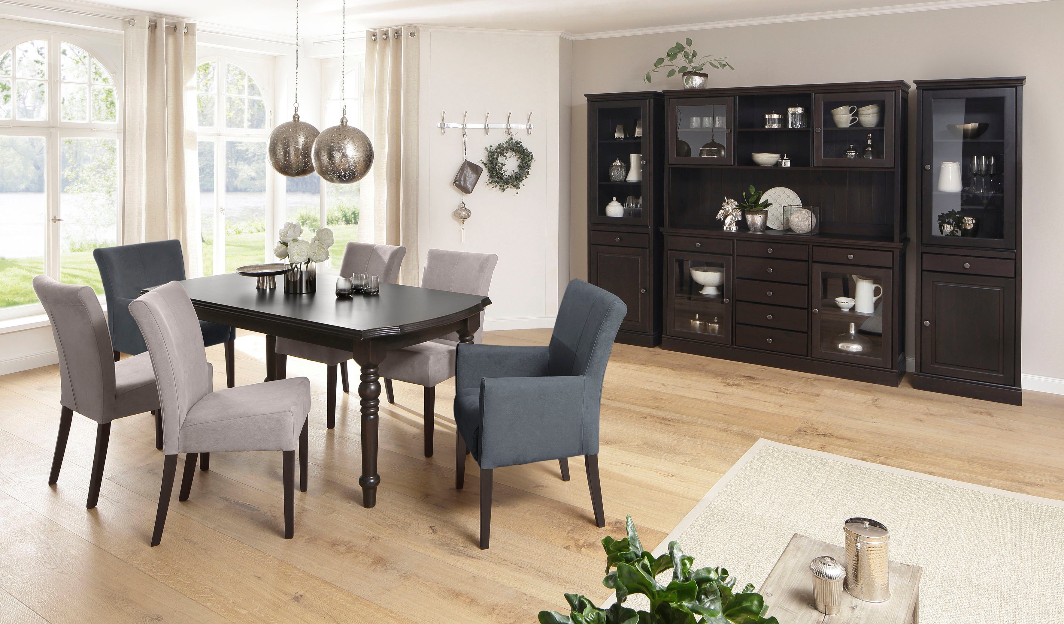 Home affaire Eetkamerstoel King Gestoffeerde stoel, fauteuil, massief houten frame