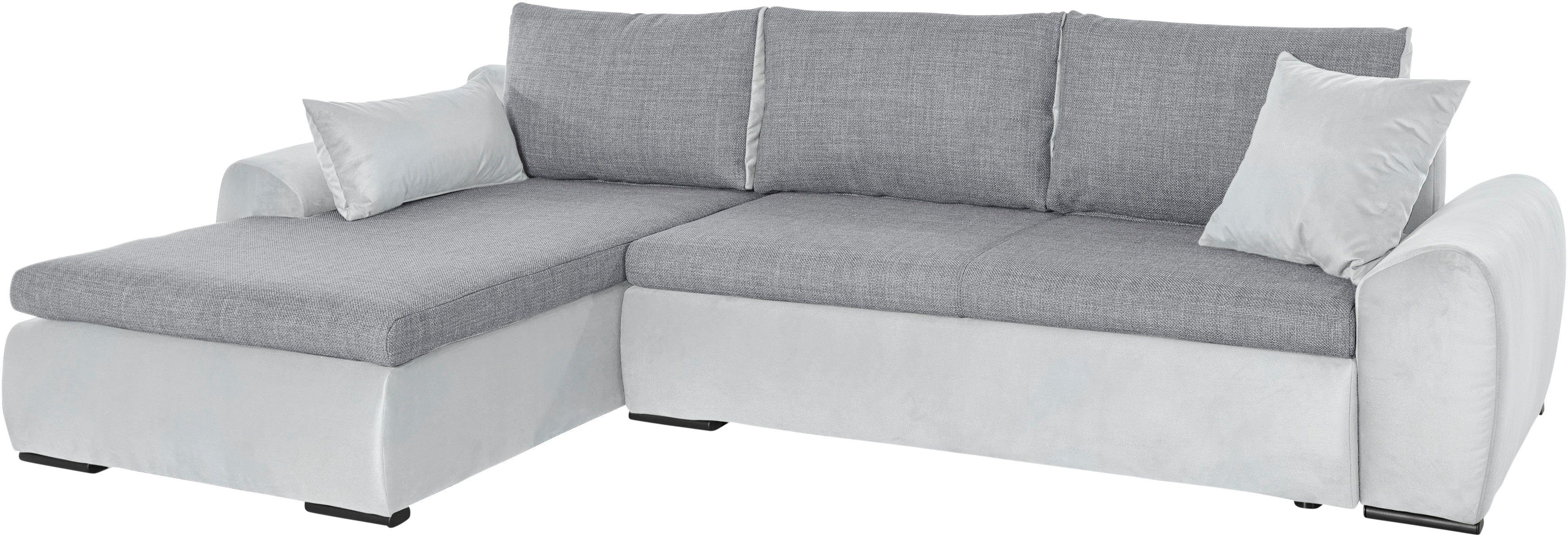 Home affaire Hoekbank Win, L-vorm, breedte 285cm optioneel met slaapfunctie en bedkast, taupe, corduroy