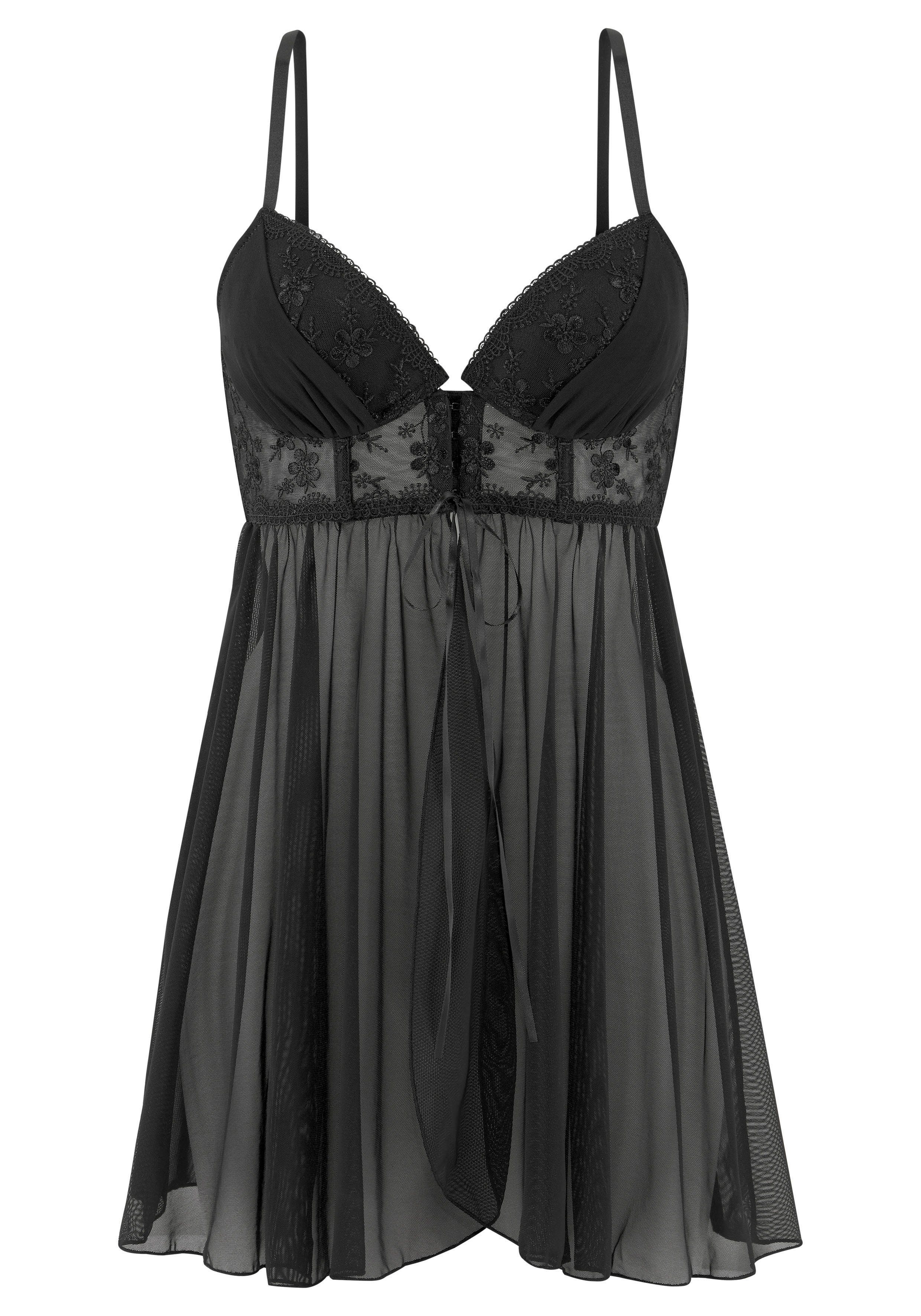 Lascana Negligé met push-up en voorknopsluiting, sexy lingerie, verleidelijke onderkleding