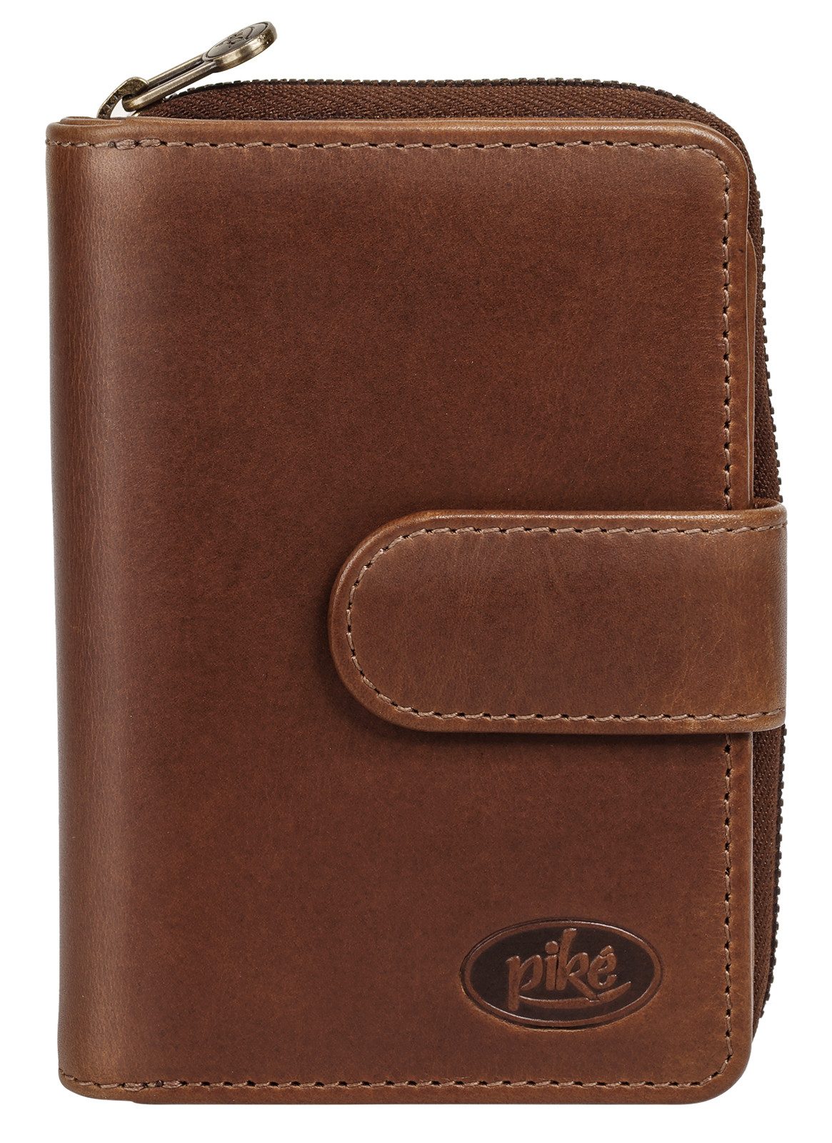 Piké Portemonnee echt leder unisex portemonnees maat 12 cm bruin