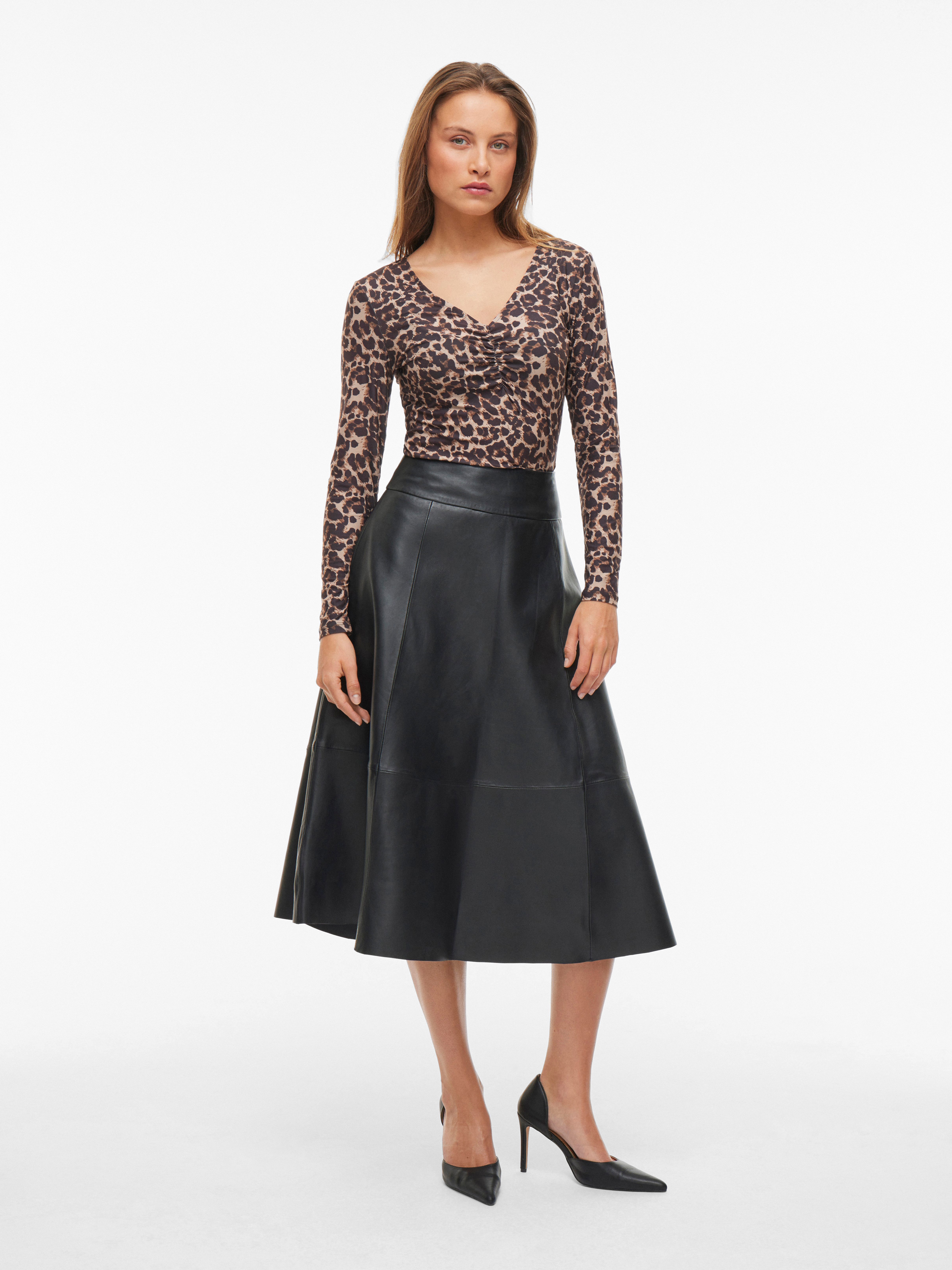 Vila Shirt met V-hals VILEOA V-NECK L S TOP NOOS