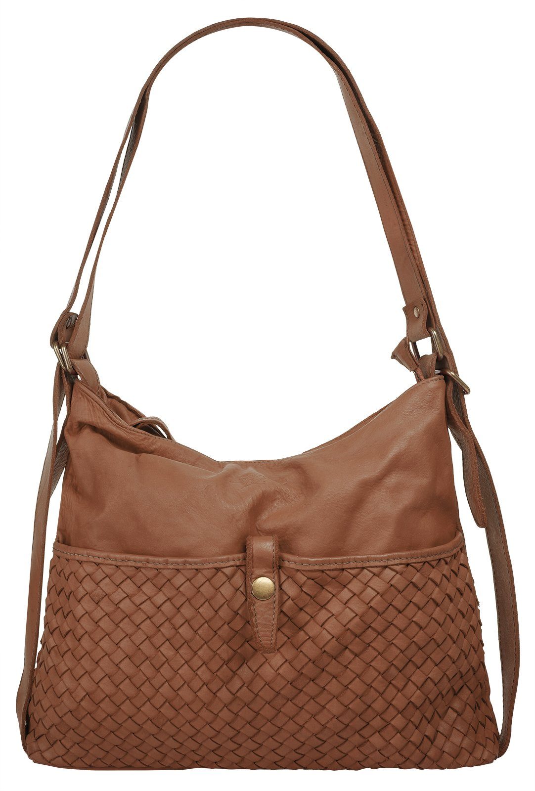 Samantha Look Shopper echt leer, made in italy dames shoppers maat Onesize bruin