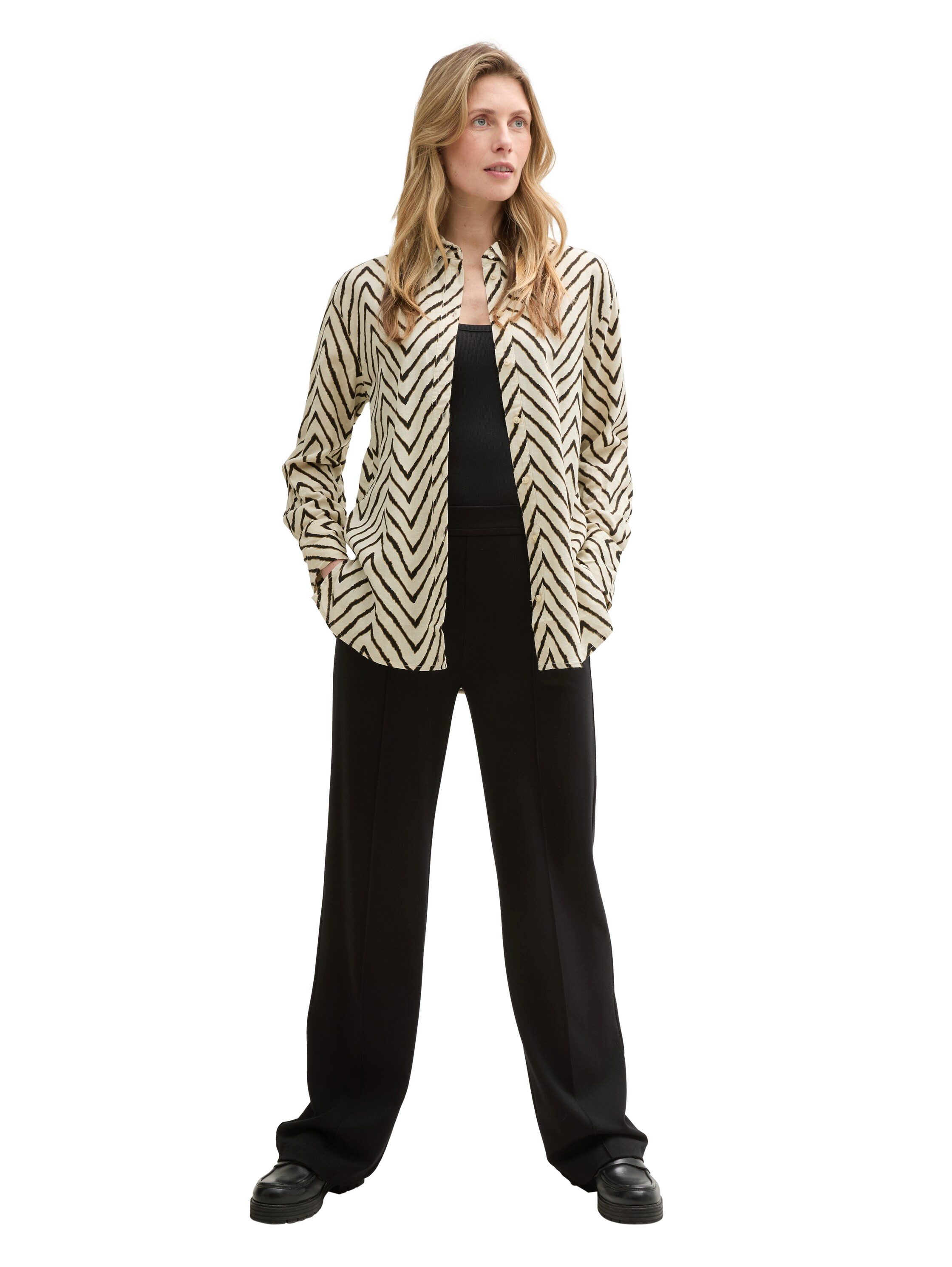 Tom Tailor Blouse met lange mouwen met zigzagpatroon