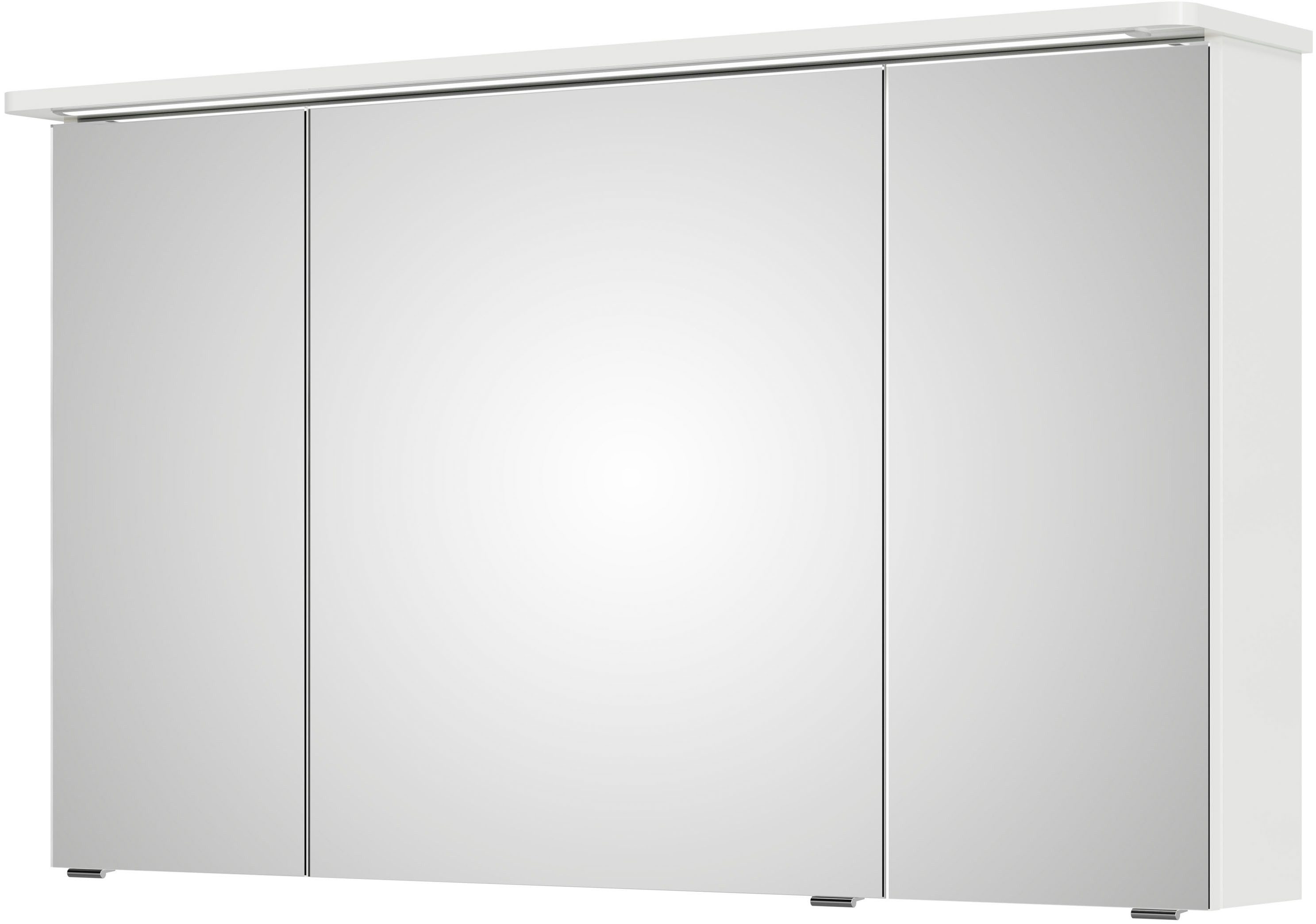 Saphir Spiegelkast Serie 4005 badkamer spiegelkast incl. LED-kransverlichting Badkast 120 cm breed, 3 deuren, 6 glazen legplanken, incl. deurdemper