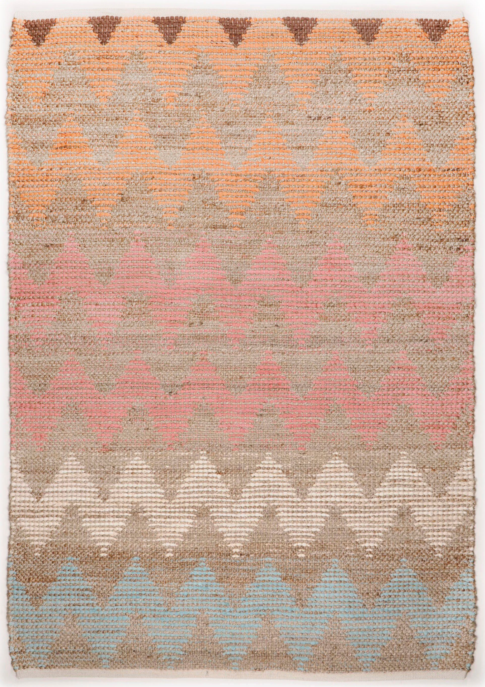 TOM TAILOR HOME Vloerkleed Pastel Zigzag Platweefsel, met de hand geweven, materiaal: 60% katoen, 40% jute