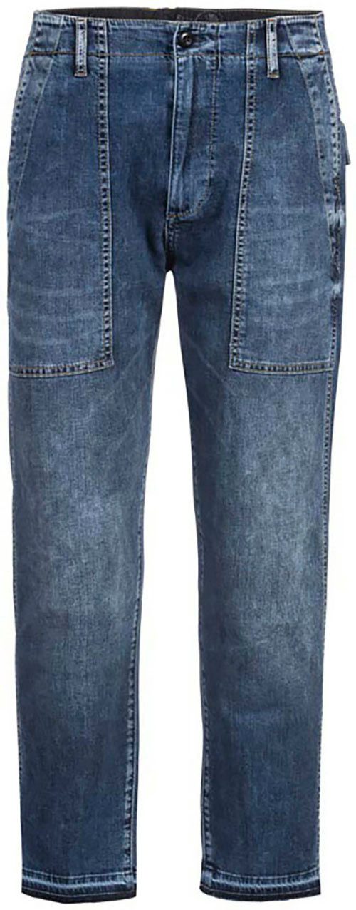 Herrlicher 3 4 jeans Fatique Women Slim Recycled Light Denim met grote opgestikte zakken aan de voorkant